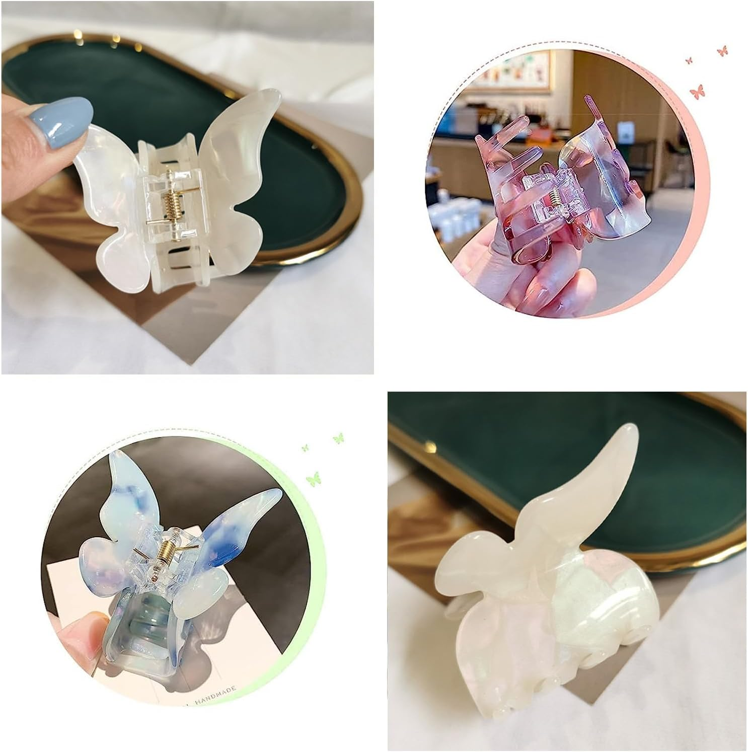TYEQWT 3 Pieces Butterfly Hair Clips in Acetate, Cute Hair Clips, Non-Slip Medium Hair Clips, Butterfly Hair Accessories for Women and Girls image number 2