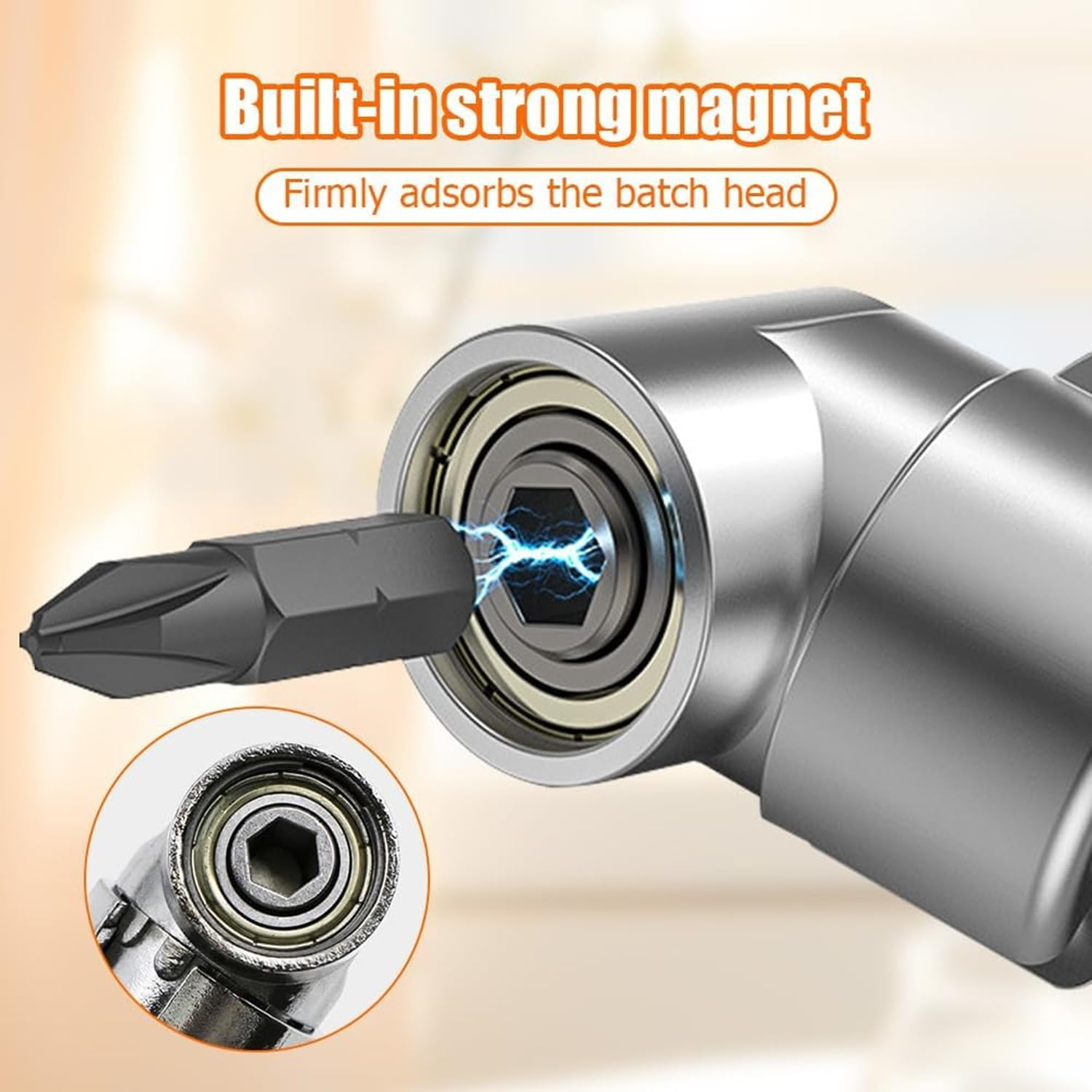 1Set 105 Degree Right Angle Drill Adapter,Corner Tool Screw Hub with Multi-Function Bend Screwdriver Bit, 1/4" Hex Shank Driver Angle Drill Attachment for Screwdriver Drill, 360&deg; Rotatable (Black) image number 2