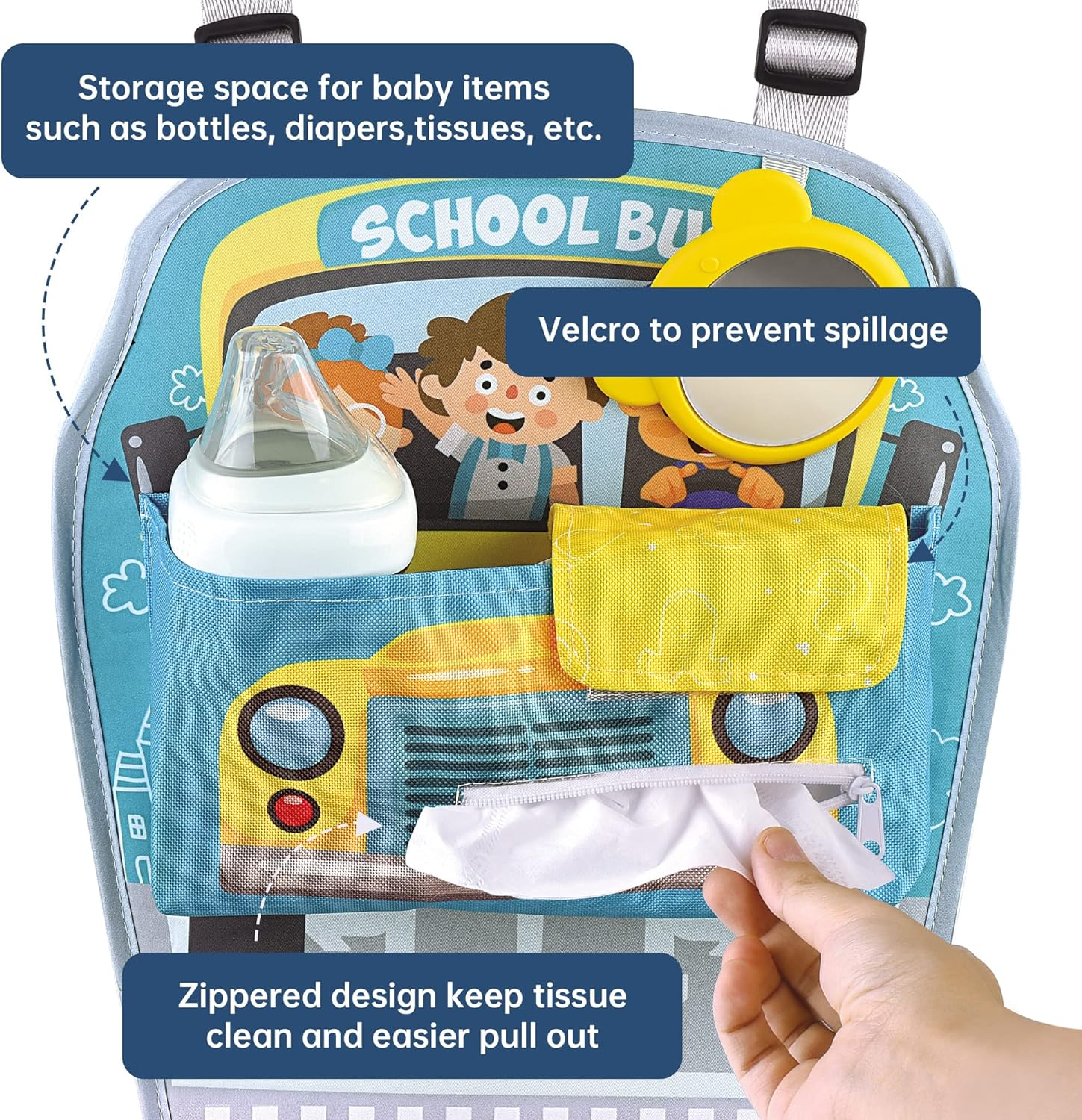 Baby Car Seat Toy Activity Center Toy with Steering Wheel Center for Long Journeys (Yellow) image number 1