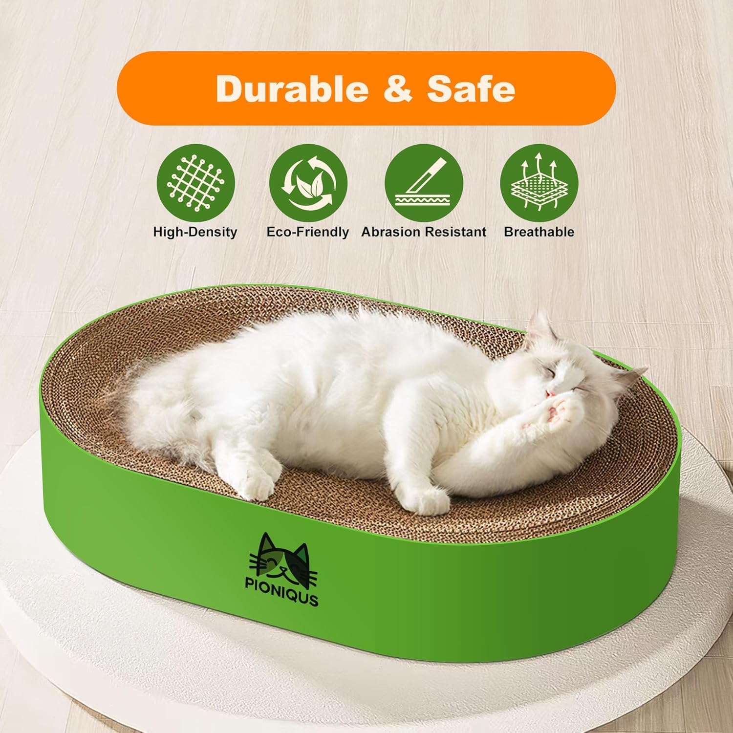Upgraded Cat Scratcher Cardboard Bed Oval Cat Lounge 42Cm for Indoor Cats, Durable Corrugated Scratch Pad & Nest, Furniture Protector Kitty Scratching Couch image number 5