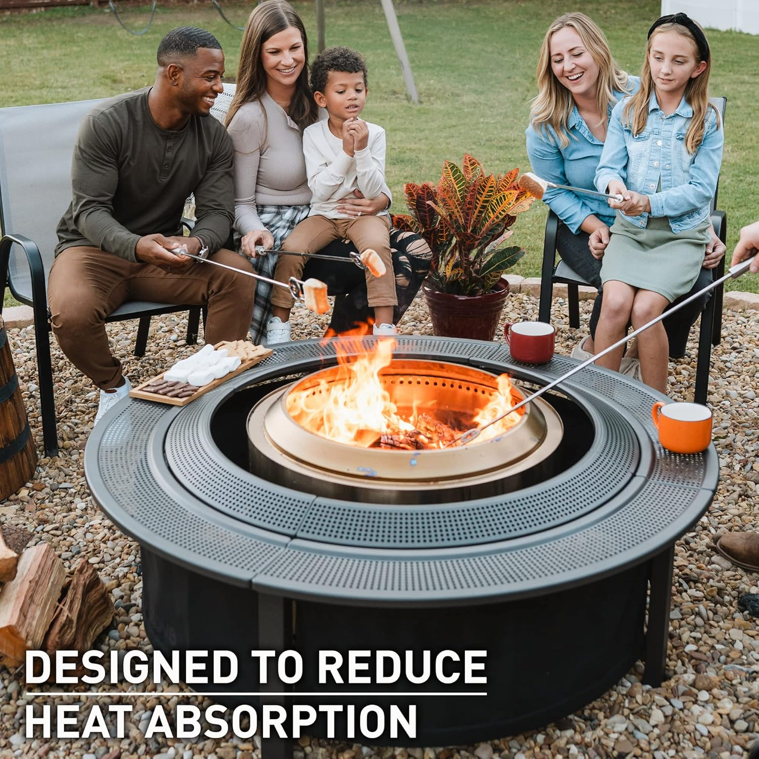 Solo Stove Fire Pit Surround Tabletop, Large | Elevation for Yukon Wood Burning Outdoor Fire Pit, Powder-Coated Steel/Uv-Resistant Outdoor Fabric, Dimensions (Hxdia): 52 X 133,5 Cm, Black image number 2