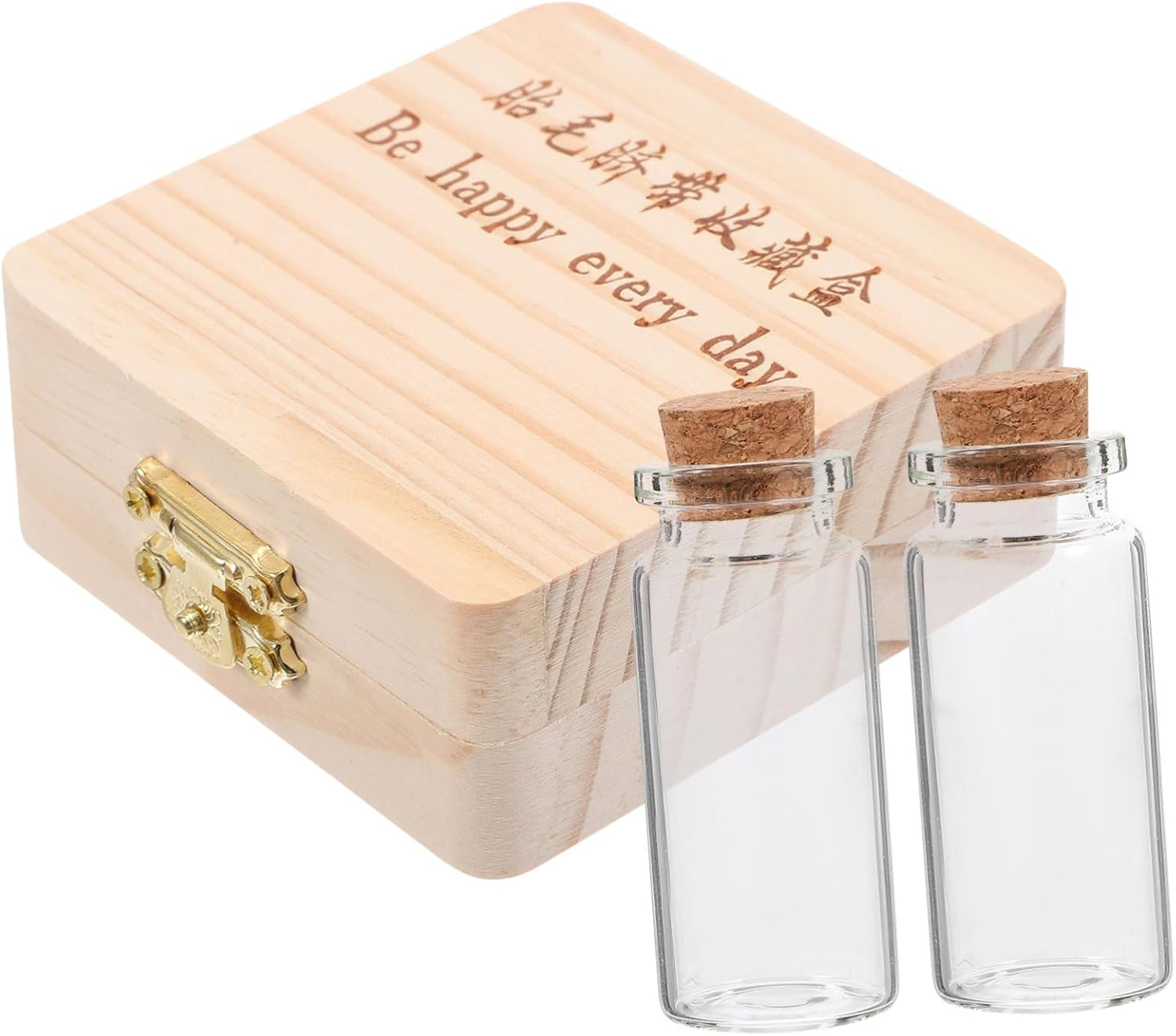 Beaupretty Wooden Fetal Hair and Umbilical Cord Preservation Box for Baby Keepsake 2 Bottle Slots Infant Souvenir Storage Organizer for Newborn Memory Collection image number 3