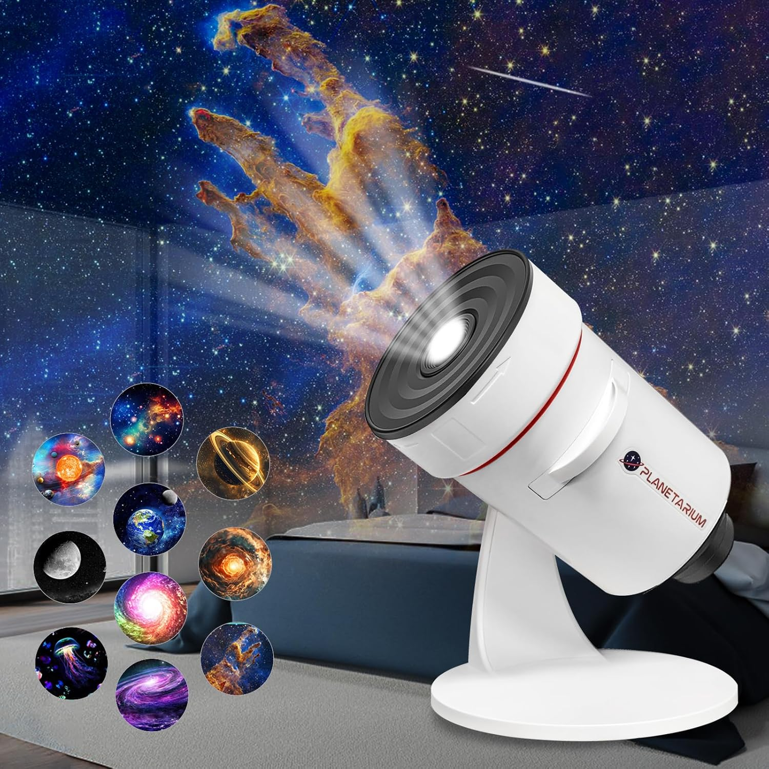 Galaxy Projector, Realistic Star Planetarium Night Light Projector with 10 Film Discs, Timer off Controls&8-Color Night Light, 360&deg; Rotatable Super Wide Ceiling Coverage for Bedrooms Home Theaters image number 1
