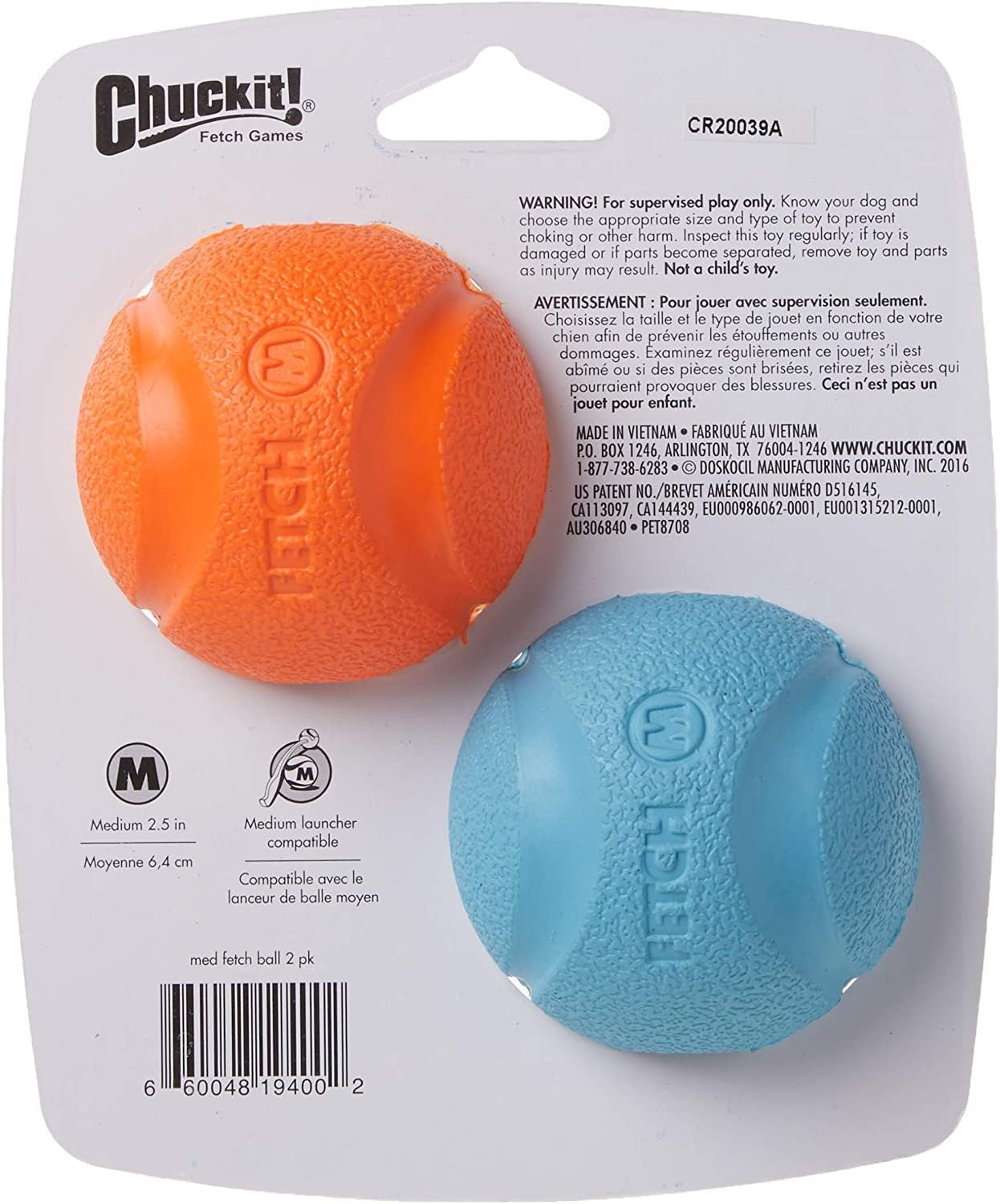 Chuckit! 19400 Fetch Ball, Medium, 2.5", 2 Pack, Assorted Orange & Blue image number 6