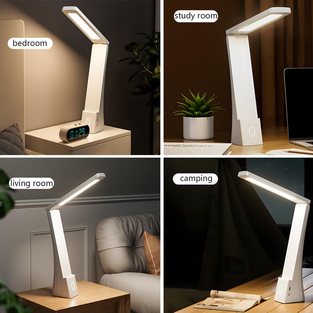 RUPEWA Desk Lamp, LED Desk Light, Portable Table Lamp USB Rechargeable, Eye-Caring Lamp for Reading, Working, Office, Dormitory image number 1