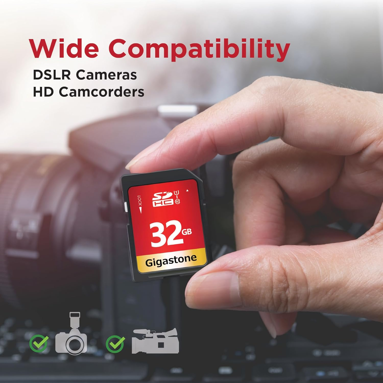 Gigastone 32GB 10-Pack SD Card UHS-I U1 Class 10 SDHC Memory Card High-Speed Full HD Video Canon Nikon Sony Pentax Kodak Olympus Panasonic Digital Camera, with 10 Mini Cases image number 5