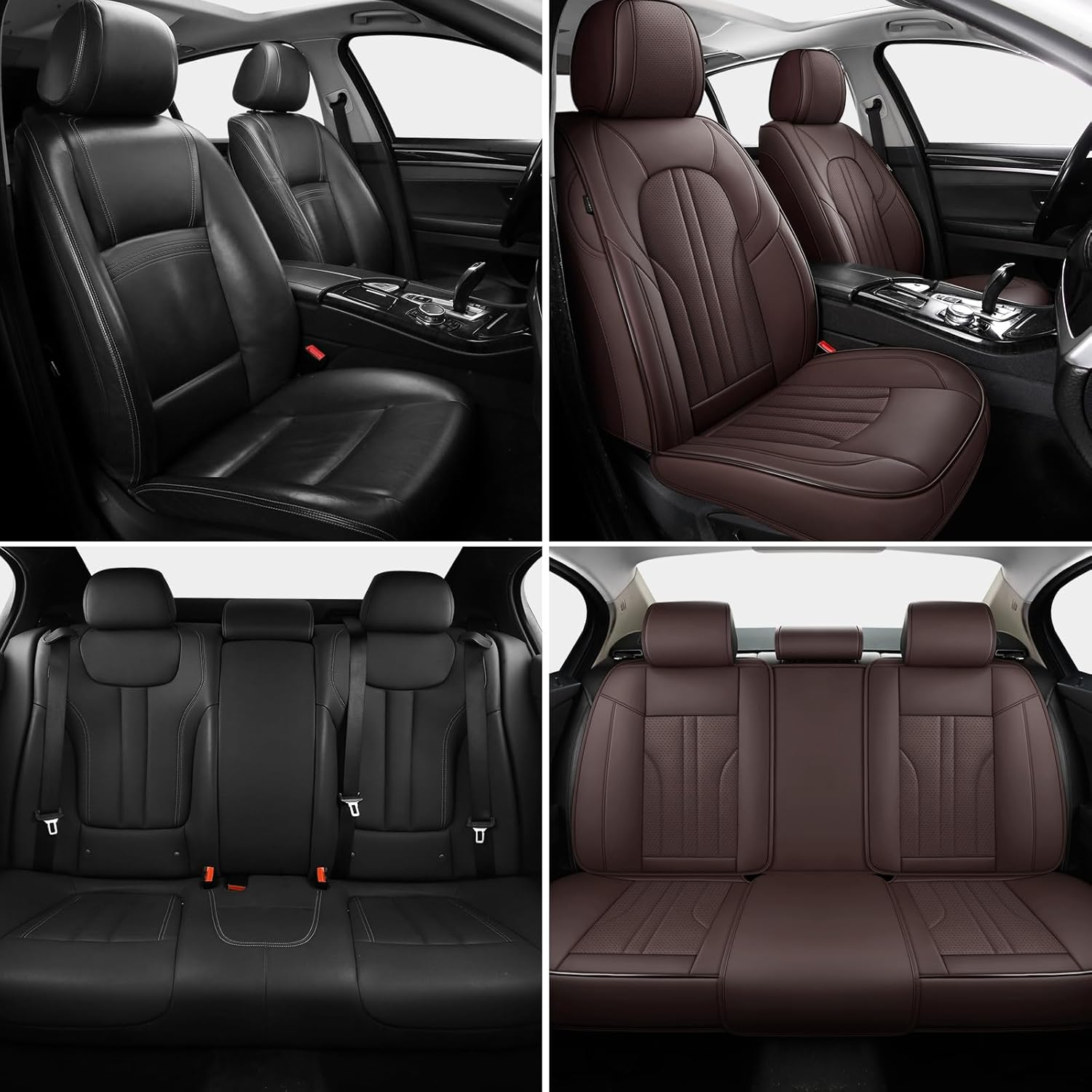 MINGBRON Car Seat Covers,Car Seat Protector Waterproof,Seat Covers Full Set, Car Seat Protectors,Automotive Seat Covers Fit for Most Cars Brown image number 3