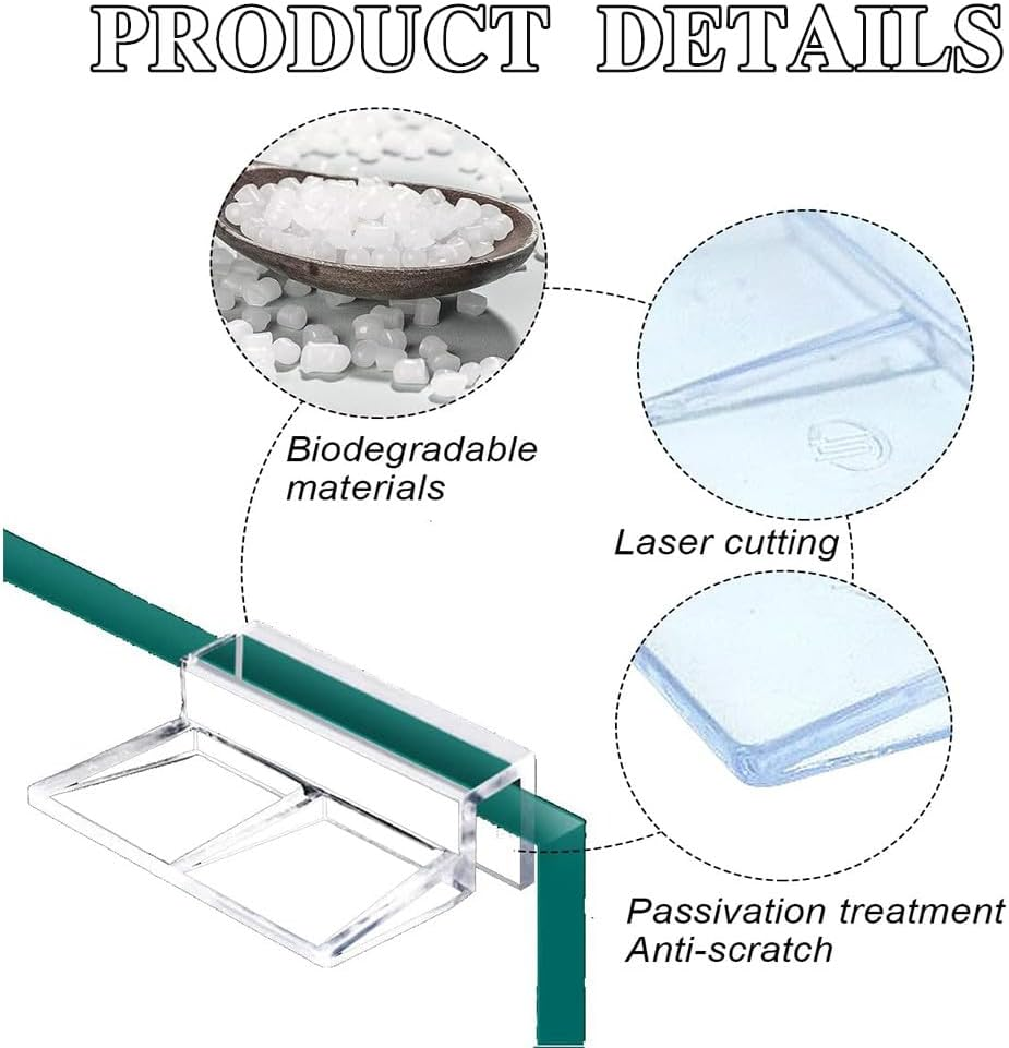 Acrylic Fish Tank Glass Cover Clips Aquarium Cover Brackets,10Pcs Aquariums Fish Tank Acrylic Clips Aquarium Fish Tank Glass Cover Clips, Aquarium Glass Cover Clip Acrylic Universal Lid Clips (8 MM) image number 2