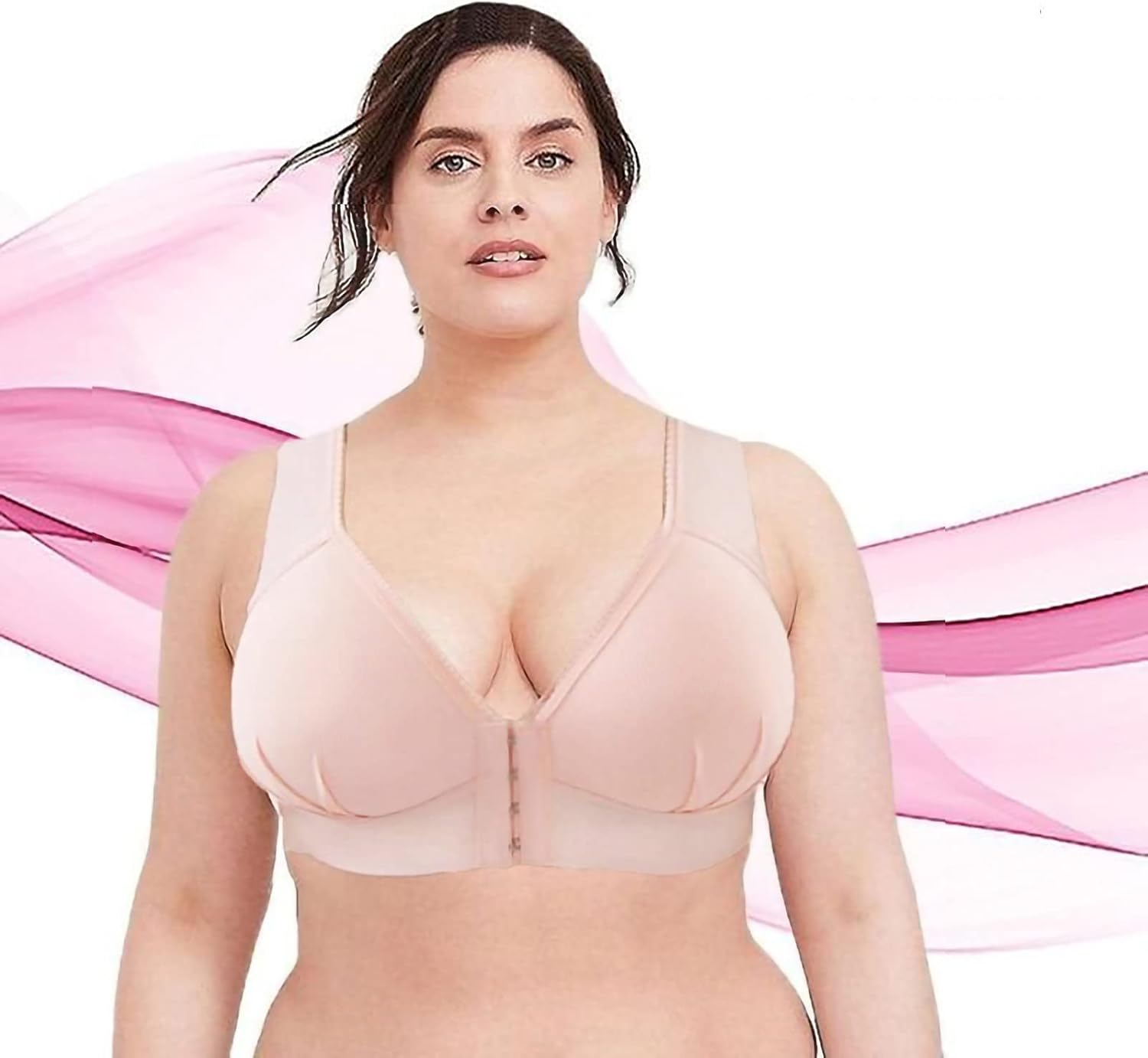 Maternity Bra plus Size Strapless Backless Push up T Shirt Bras for Women Wireless Multi Pack Womens Front Fastening Non Wired Comfort White Bralettes Ped Ladies Underwired image number 1