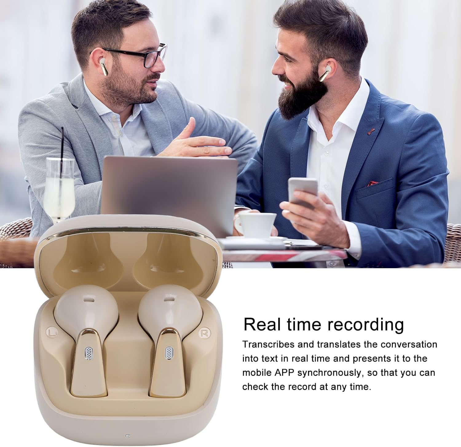 Generic Translation Earbuds, Translation Earbuds Real Time Translator for 150 Languages, Rain Proof Noise Reduction for Business Meeting image number 2