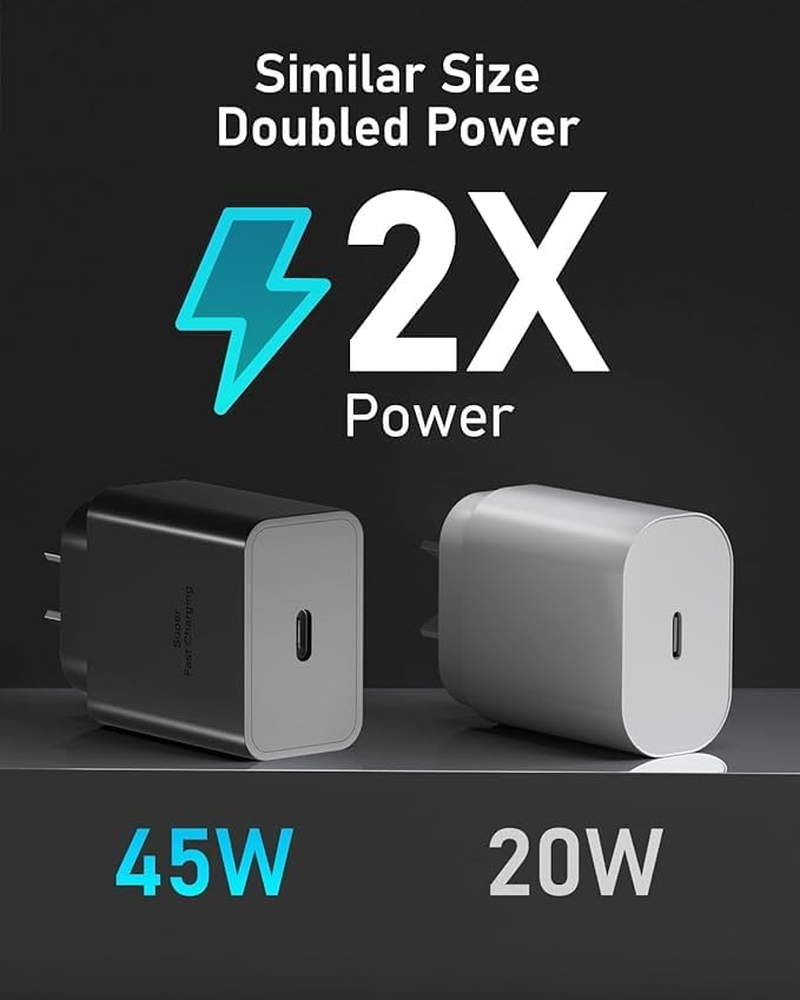 Aerostralia 45W Super Fast Charger - 2Pack USB C Fast Charger Compatible with Samsung S25/S24/S23 with 2M/6.6FT USBC 100W Cable, 30W/25W PPS USB C Wall Charger with Cord Compatible with Mac Book Air image number 3