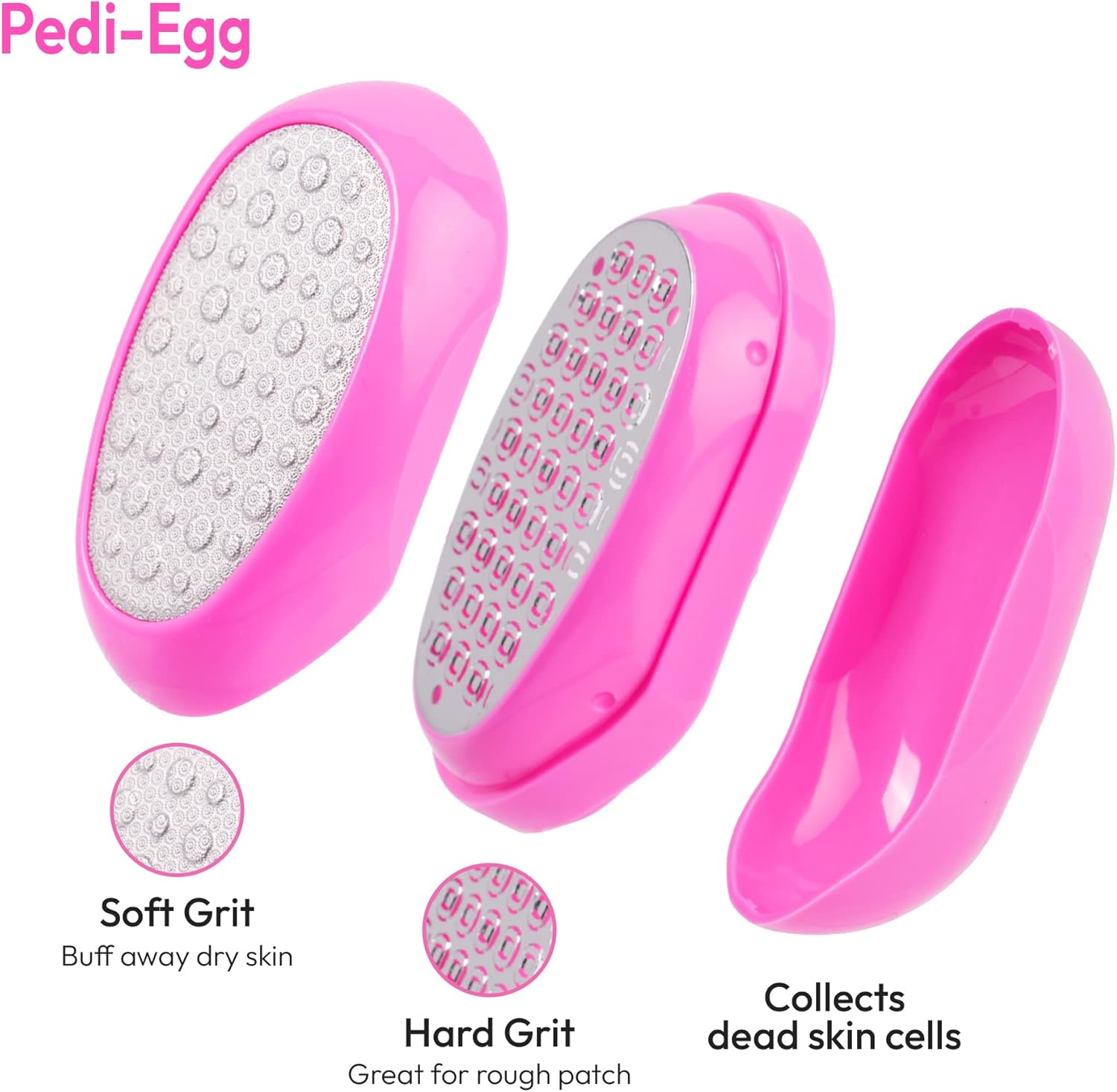RED by Kiss Stainless Steel Ped Egg Foot File 2 In-1 Callus Remover for Dry and Wet Feet, Smooth Rough Skin, Include 2 Grit (Soft & Hard), Washable Foot Scrubber for Cracked Heels image number 1