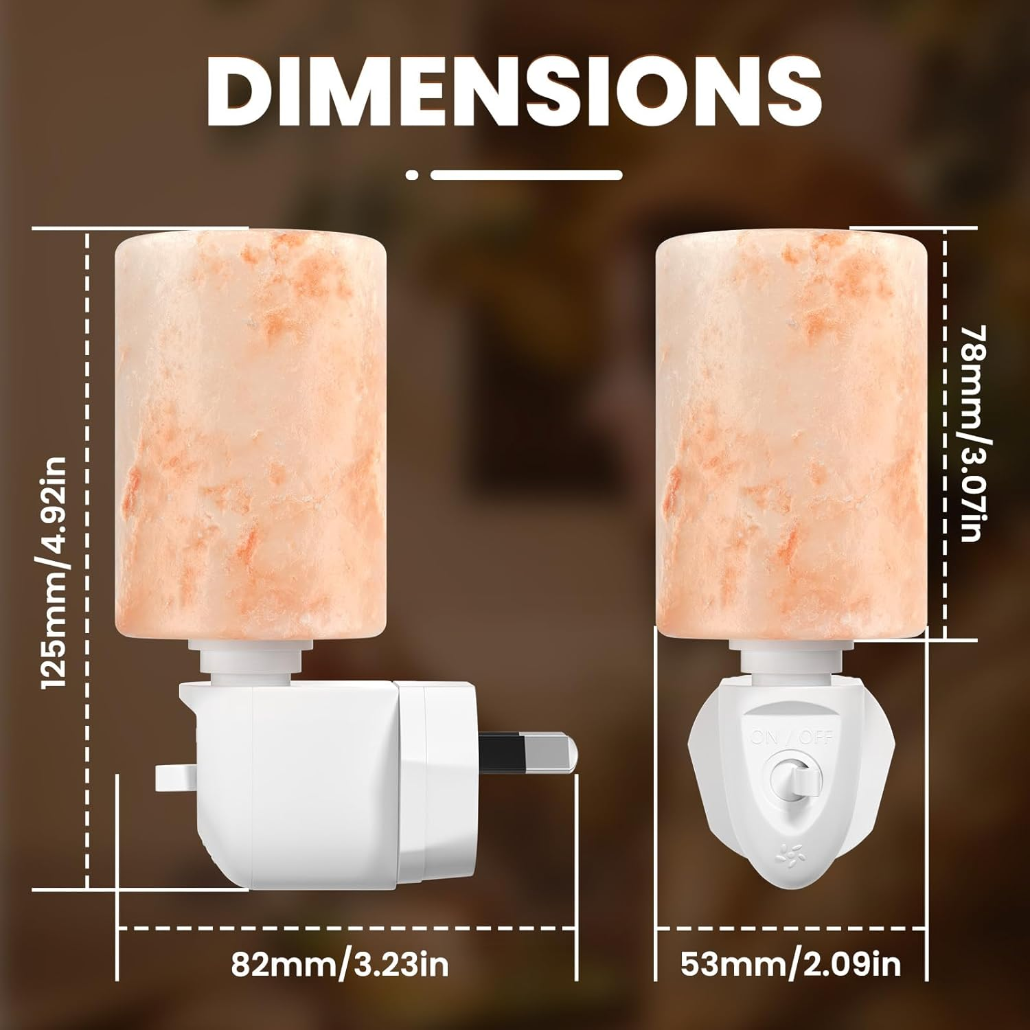 Brightark Salt Lamp Plug in Night Light with Wall Plug, Pink Crystal Rock Himalayan Salt Lamps, Bathroom Bedroom Night Light, Hand Crafted Cylinder Size, 2 Pack image number 4