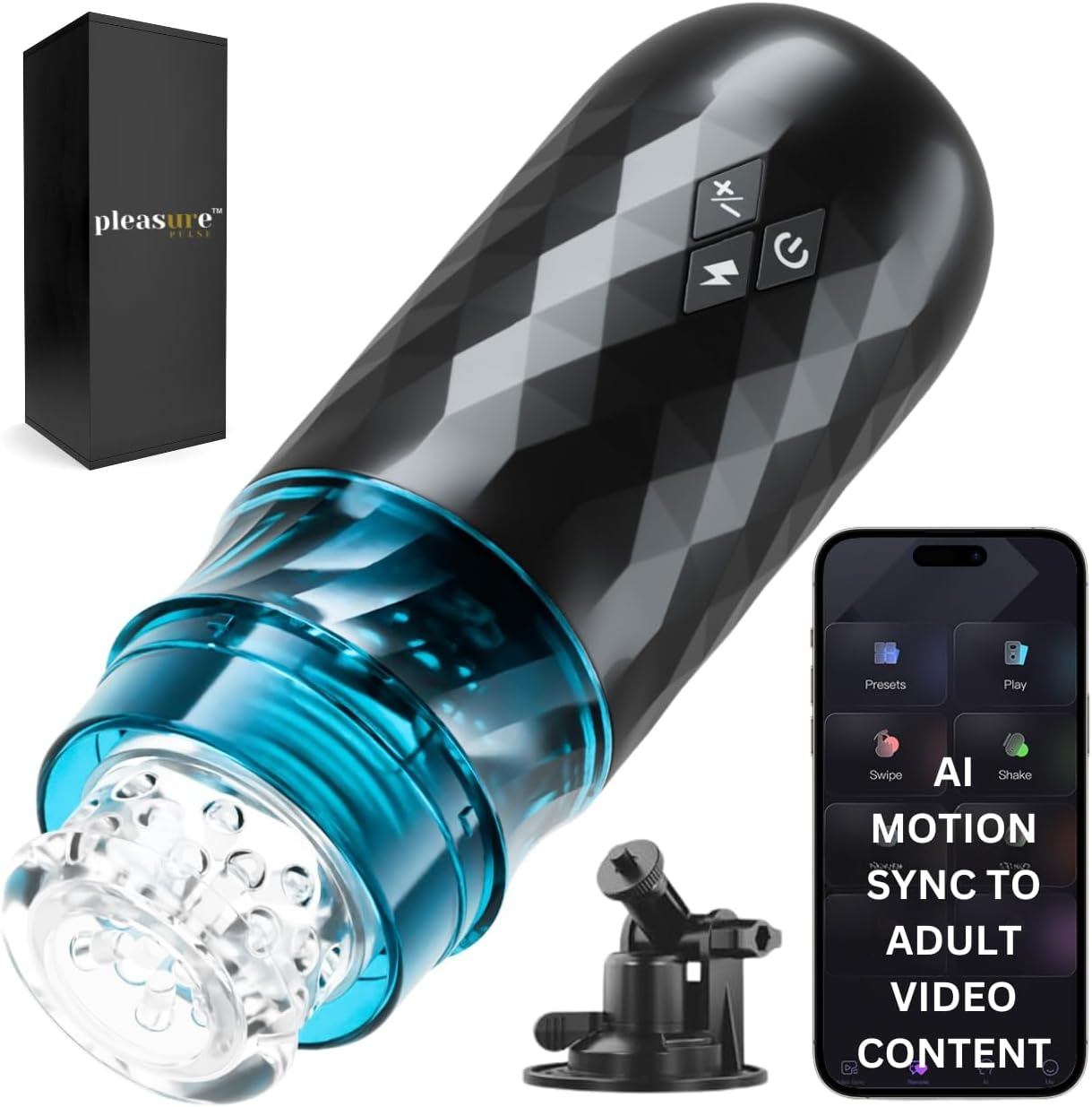 PLEASURE PULSE Male Masturbator Sex Toy for Men Smart AI APP Controlled Ai-Powered Motion Syncing to Adult Video Content NEW 2025 Next Gen Automatic Masturbating Cup with 7 Thrusting & 7 Rotating Modes for Penis Stimulation, Electric Pocket Pussy, 3D Realistic Blowjob, Hands-Free Stroker, Strong Suction Cup, Dominion Black