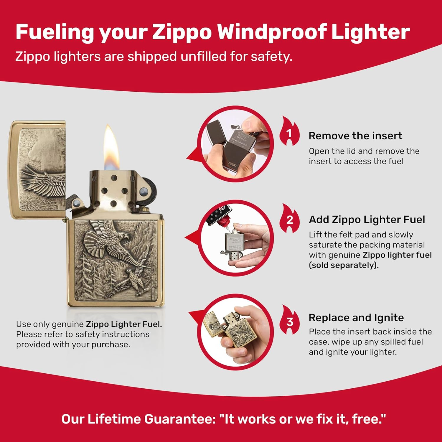 Zippo Adult-Unisex 20854 Brushed Brass Where Eagles Dare Lighter image number 1