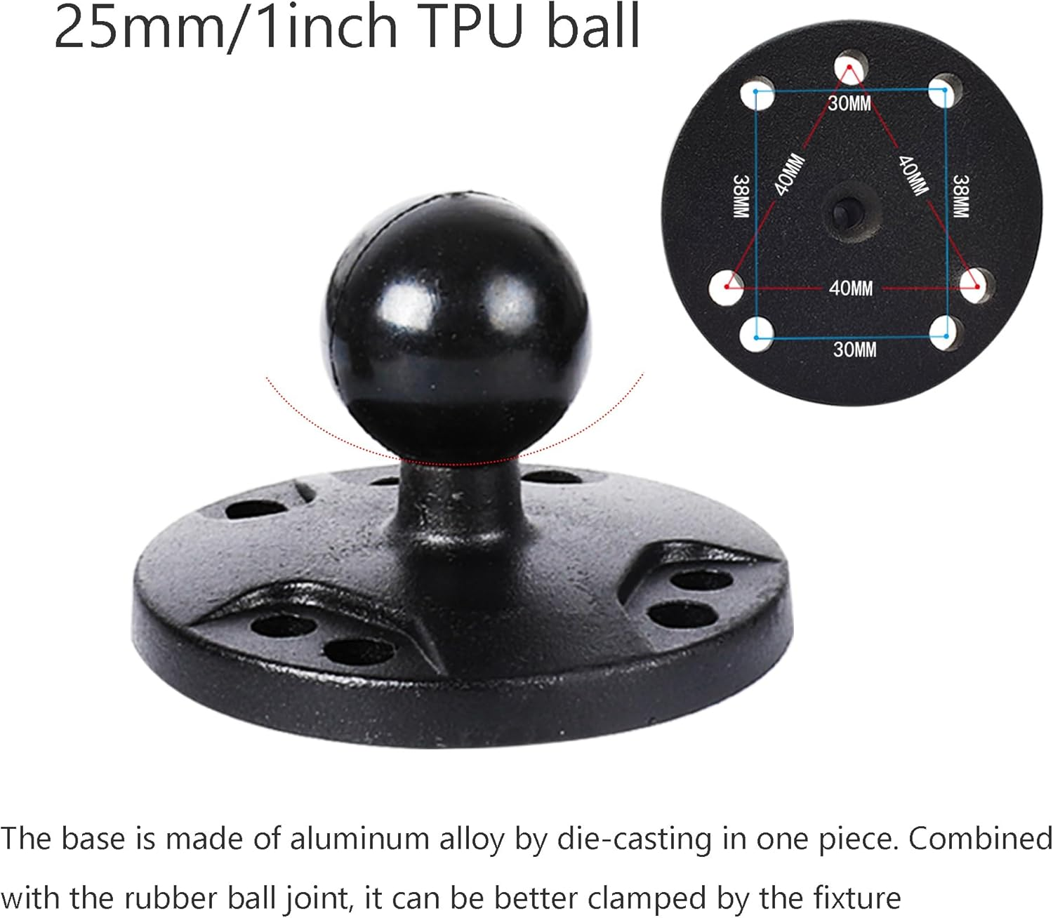 Aluminum 1" Double Ball Mount with Two AMPS round Plates，5.9" Extended Aluminum Alloy Arm，Fish Finder/Gps Mount & T-Bolt for Backup Camera Monitor， Compatible with RAM, Garmin Striker 4 image number 4