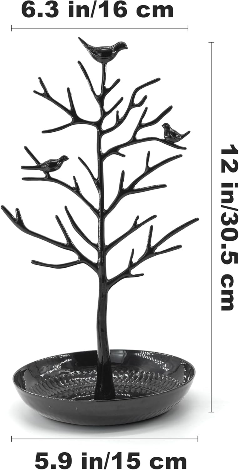 Mrmrkura Jewelry Tree Earring Necklaces Holder, Tree Tower Organizer for Women Girl Jewelry Rack Stand Display for Earrings, Necklaces, Rings (Black)