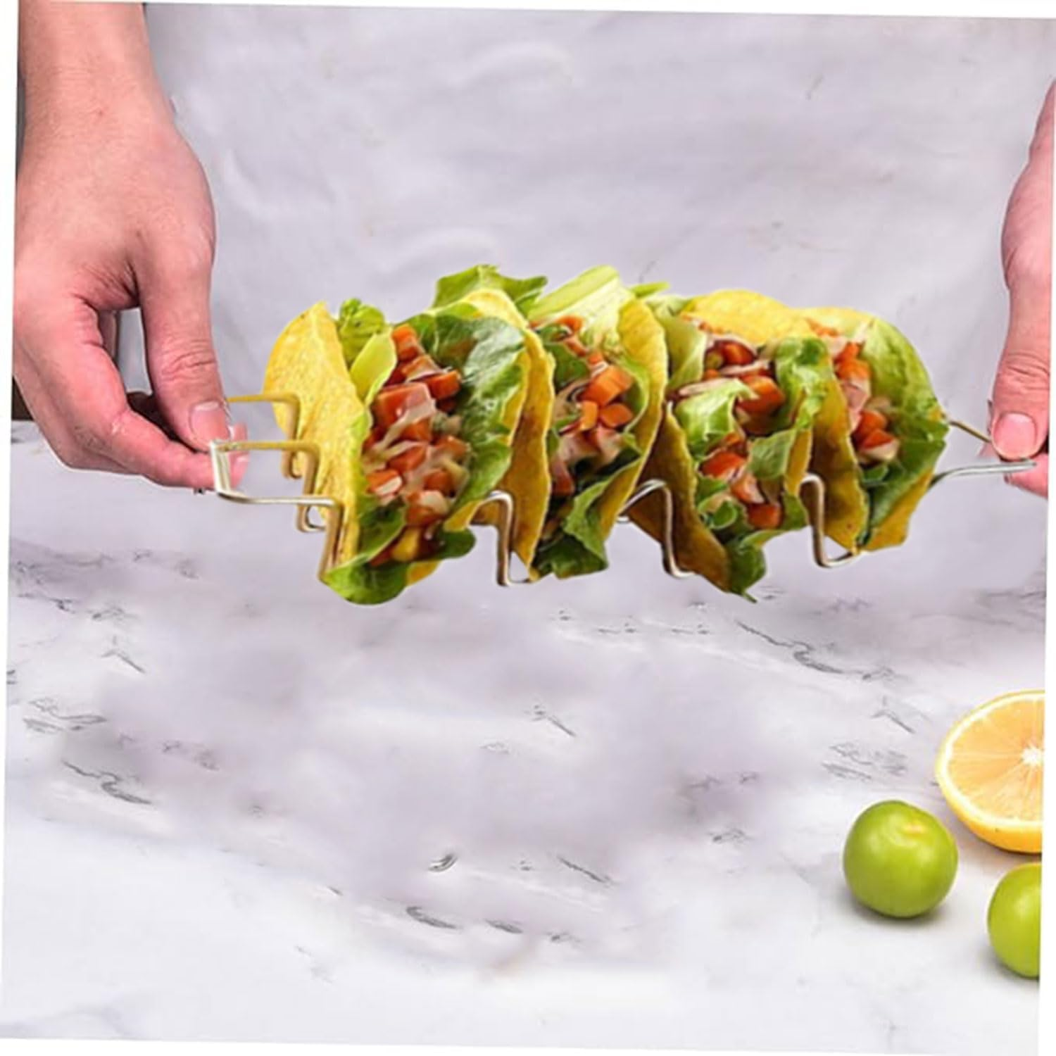 3Pcs Taco Holder, Stainless Steel Taco Shell Holder Stand, Hold 3 or 4 Hard or Soft Shell Taco, Taco Tray Plates for Bar Kitchen Baking, Oven Dishwasher and Grill Safe, Gifts Accessories