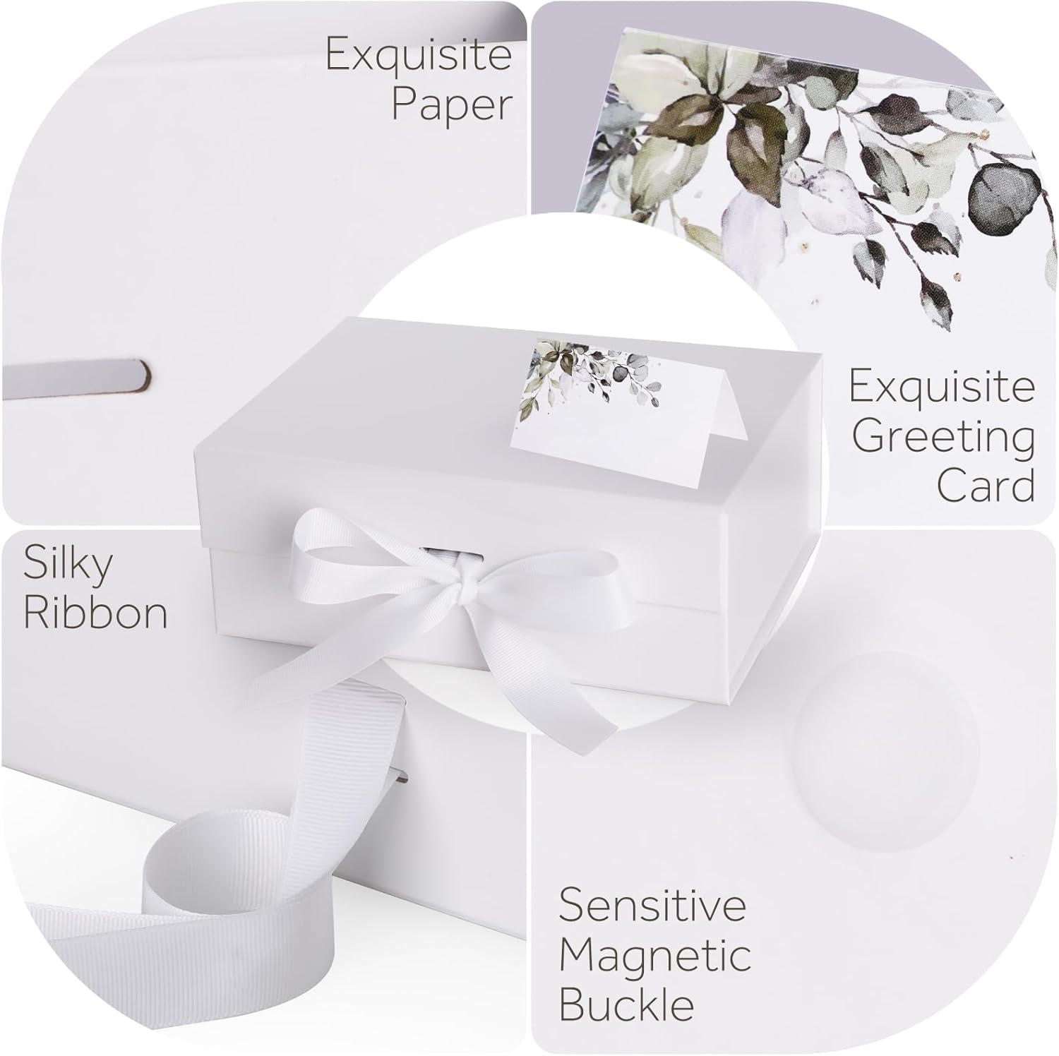 Gift Box with Lid，Geeric Gift Box with Ribbon+Greeting Card Magnetic Closure Lid Gift Boxes Classical Luxury Foldable Case for Birthdays/Weddings/Christmas