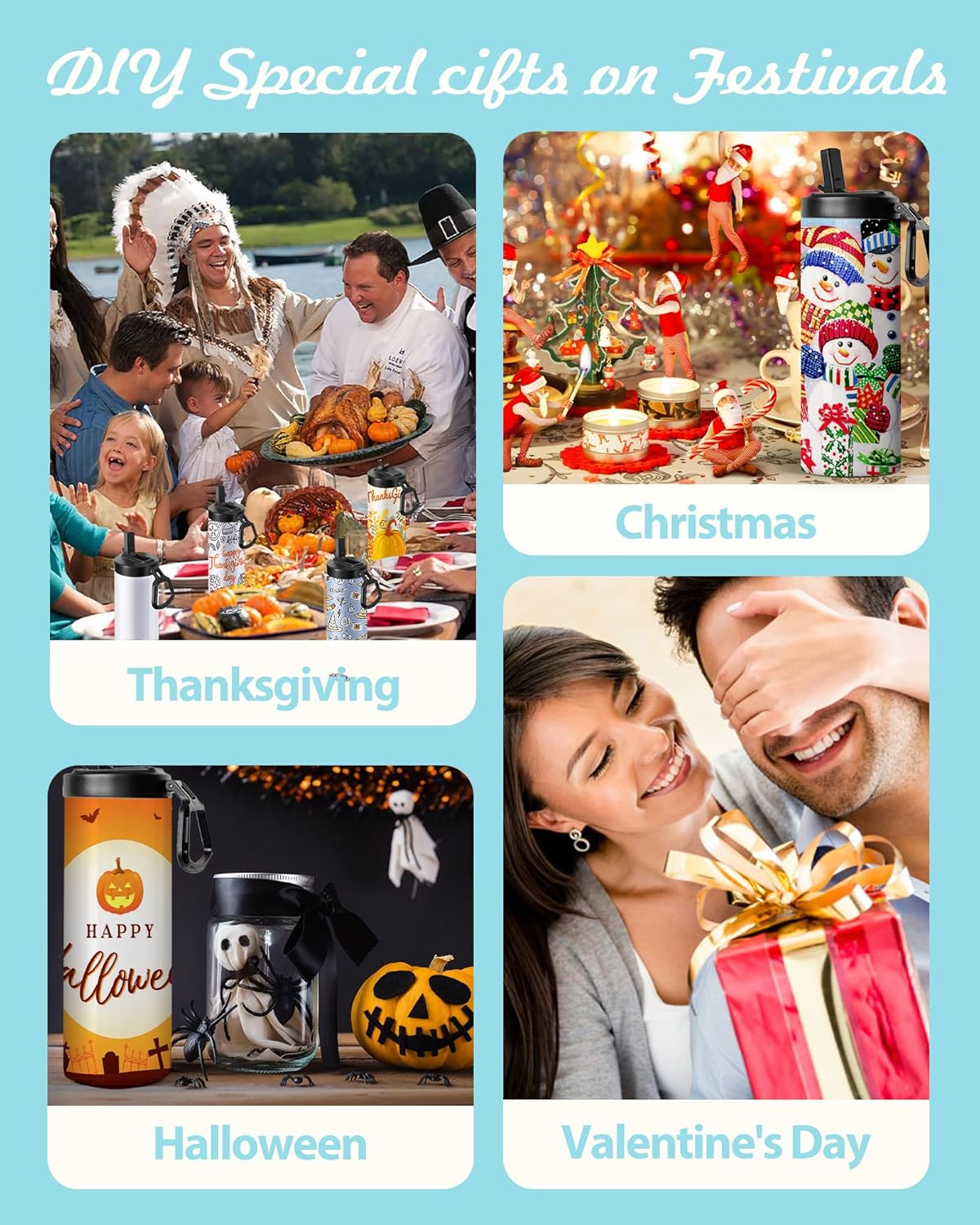 Cafultgo 4 Pack Sublimation Tumblers Blanks Cups Water Bottle 20 OZ White Straight Stainless Steel Tumbler with Metal Straw and Lid for Tumbler Heat Press Machine Sublimation Print