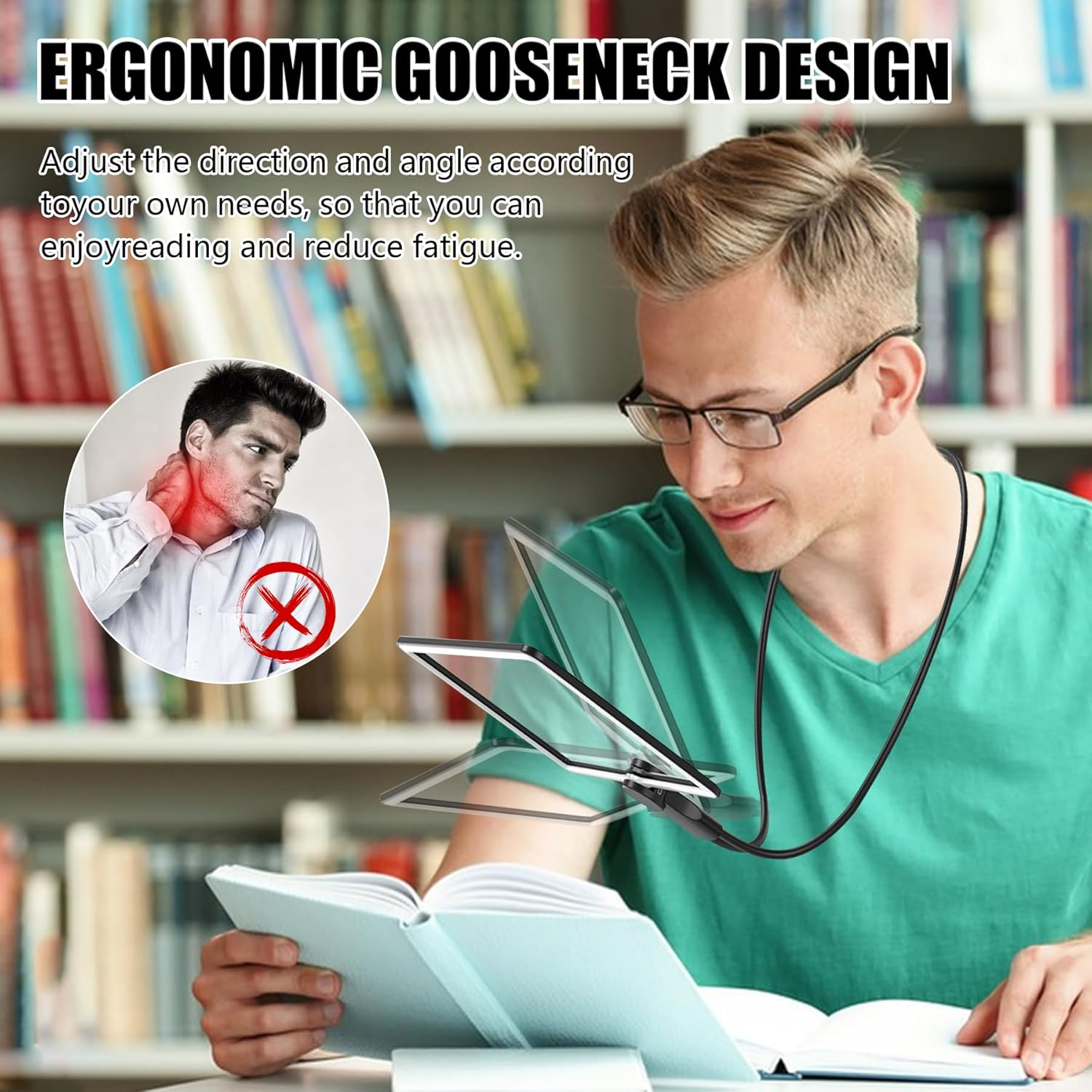 Hands Free Magnifying Glass with Light, 5X Magnifying Glasses for Reading, 48 Leds Lighted Magnifiers, Large Full Page Magnifier for Seniors Low Vision Close Work image number 5