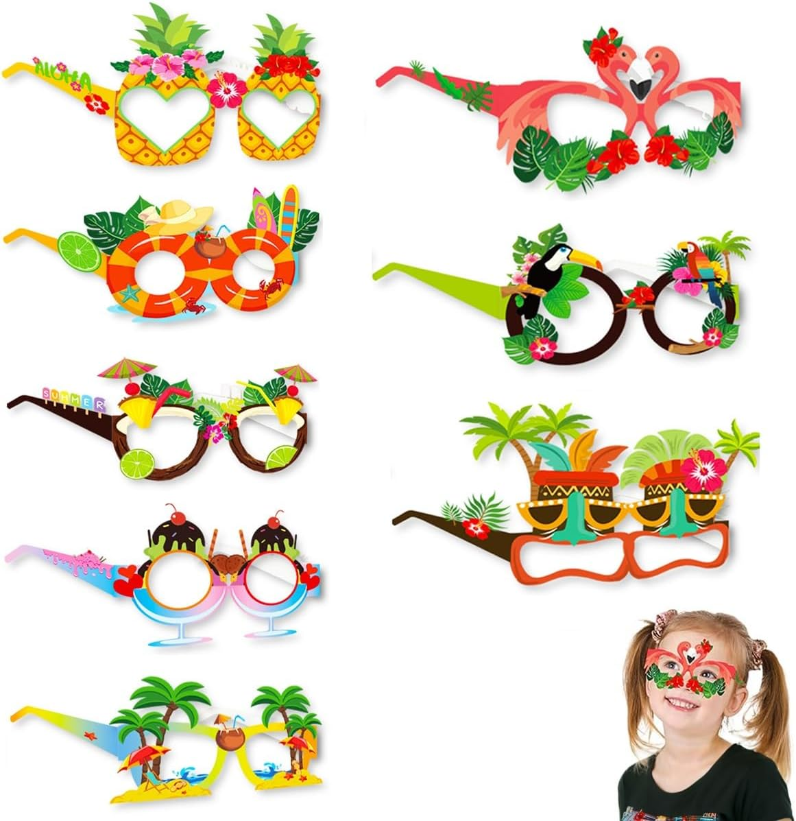 16 Pairs Funny Hawaiian Sunglasses - Tropical Beach Party Supplies, Kids Gifts & Photo Props - Summer Fun Glasses for Adults - Hawaiian Luau Party Favors image number 4