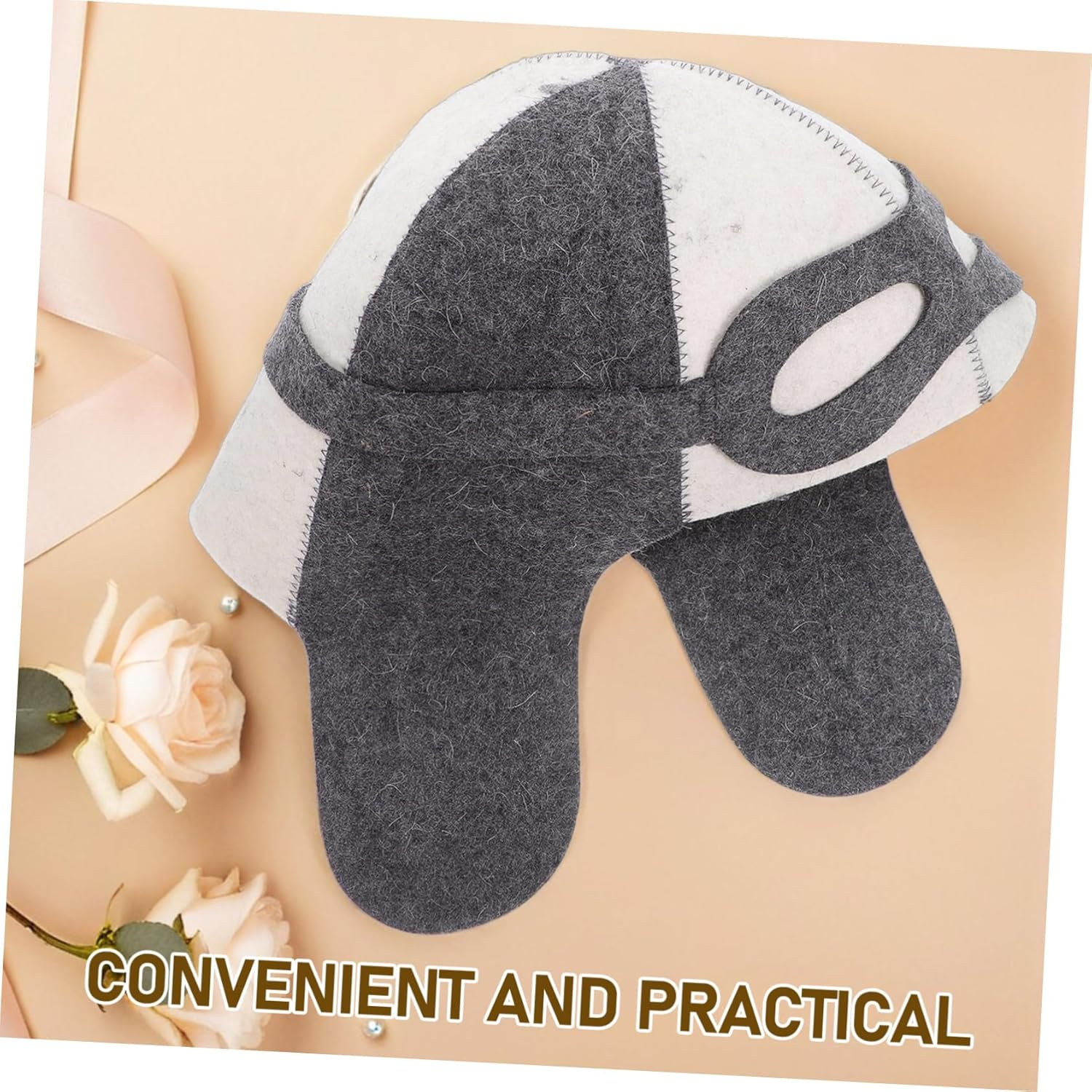 CALLARON Creative Felt Sauna Hat for Men and Women, Wool Pilot Steamer Cap Heat Insulation, Sauna Room and Accessories image number 6