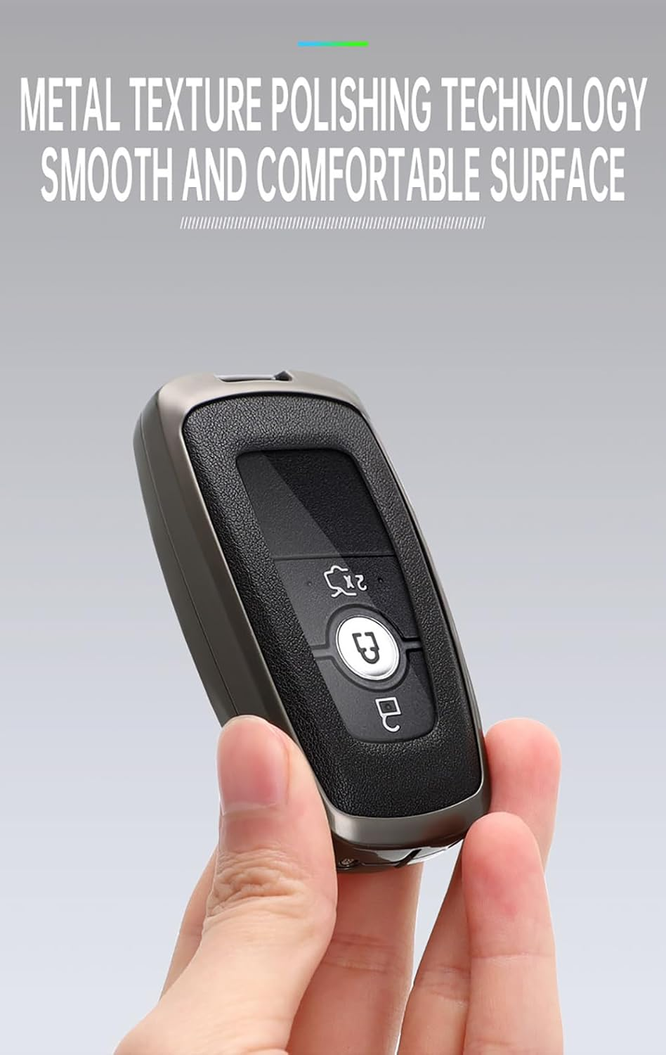 Ontto Alloy Car Key Fob Cover Fit for Ford Fusion Mustang Explorer F150 F250 F350 Ecosport Edge S-MAX Ranger Mondeo Remote Leather Key Case Shell Key Holder Keyring Keychain Accessories Black-Brown - Black image number 5