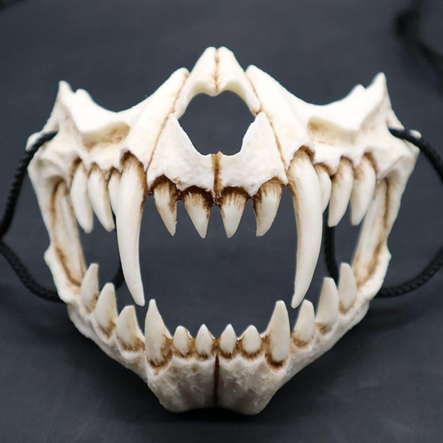 JDFHFGB Japanese Halloween Mask, Oni Animal Skull Half Mask for Halloween & Cosplay, Decorative Bone Costume Mask for Adults, Themed Parties & Collectors image number 6