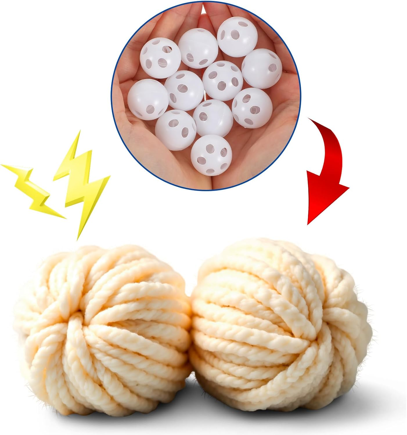 Pack of 10 Sew-In Rattle Balls, White Rattle Balls, Noise Maker for Cuddly Toys, Baby and Pet Toys, 24 Mm Diameter, DIY Craft Set image number 3