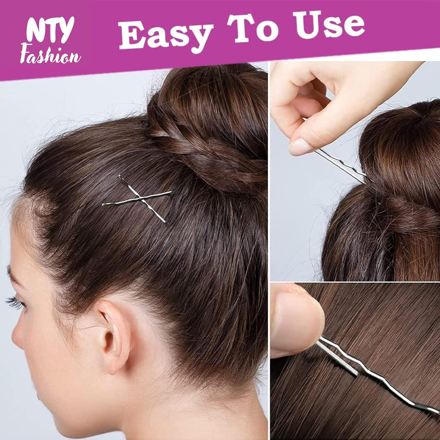 NTY Collections Black Bobby Pins for Women &ndash; 300 Pieces with Storage Box, Strong Grip Hair Pins, Durable Metal Hair Accessories for Thick & Thin Hair, Daily Styling Salon Use - (300Units, Black) image number 4