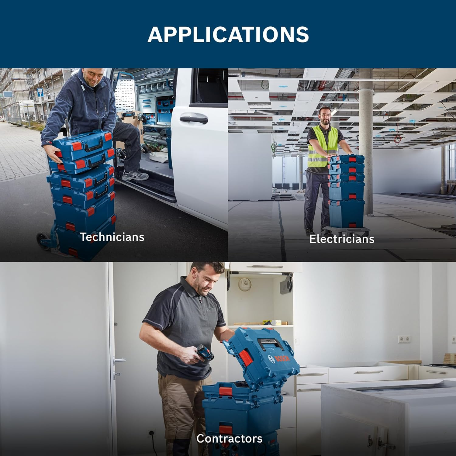 Bosch Professional L-BOXX Carrying Case System (Load-Bearing Capacity up to 100 Kg, Lifting Capacity up to 25 Kg and a Tensile Strength of 50 Kg, Material: ABS Plastic, PA6 Plastic)