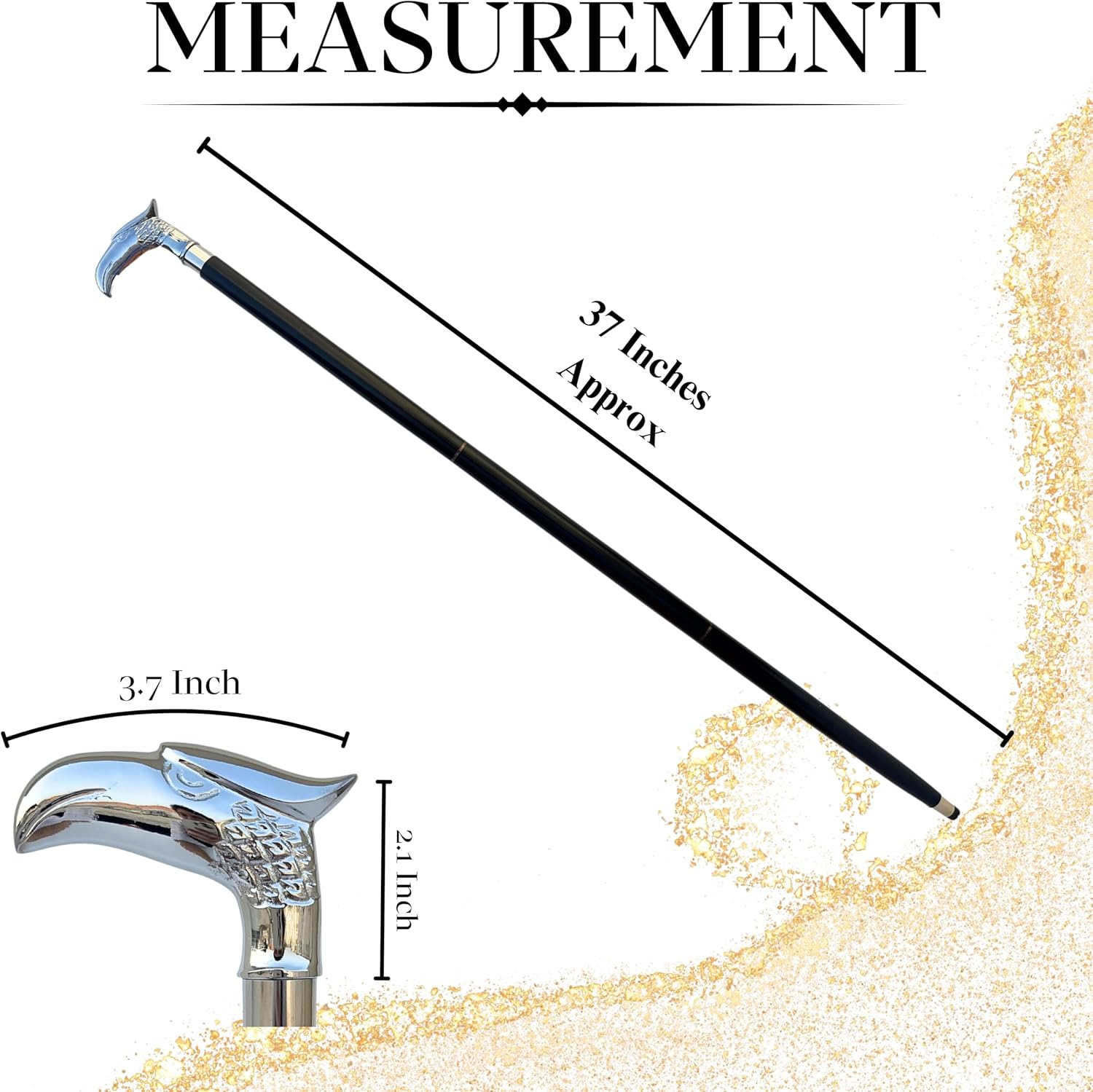 (Eagle) - Sale on - Wooden 37" Decorative Walking Cane/Walking Stick Premium Quality Rare Eagle Head Decorative Prop with Nickel Plated Brass Handle (Symbol of Power and Strength) - Unique Gifts image number 1