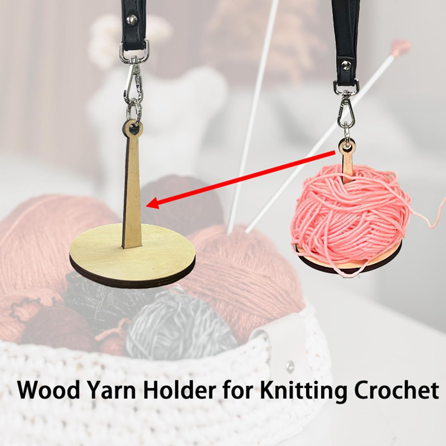 Taicols Portable Wrist Yarn Holder, 2 Pcs Mini Yarn Minder Prevents Yarn Tangling & Misalignment for Crocheting Yarn Storage Crochet Yarn Holder with Wrist Strap Wooden Yarn Organizer String Dispenser image number 5