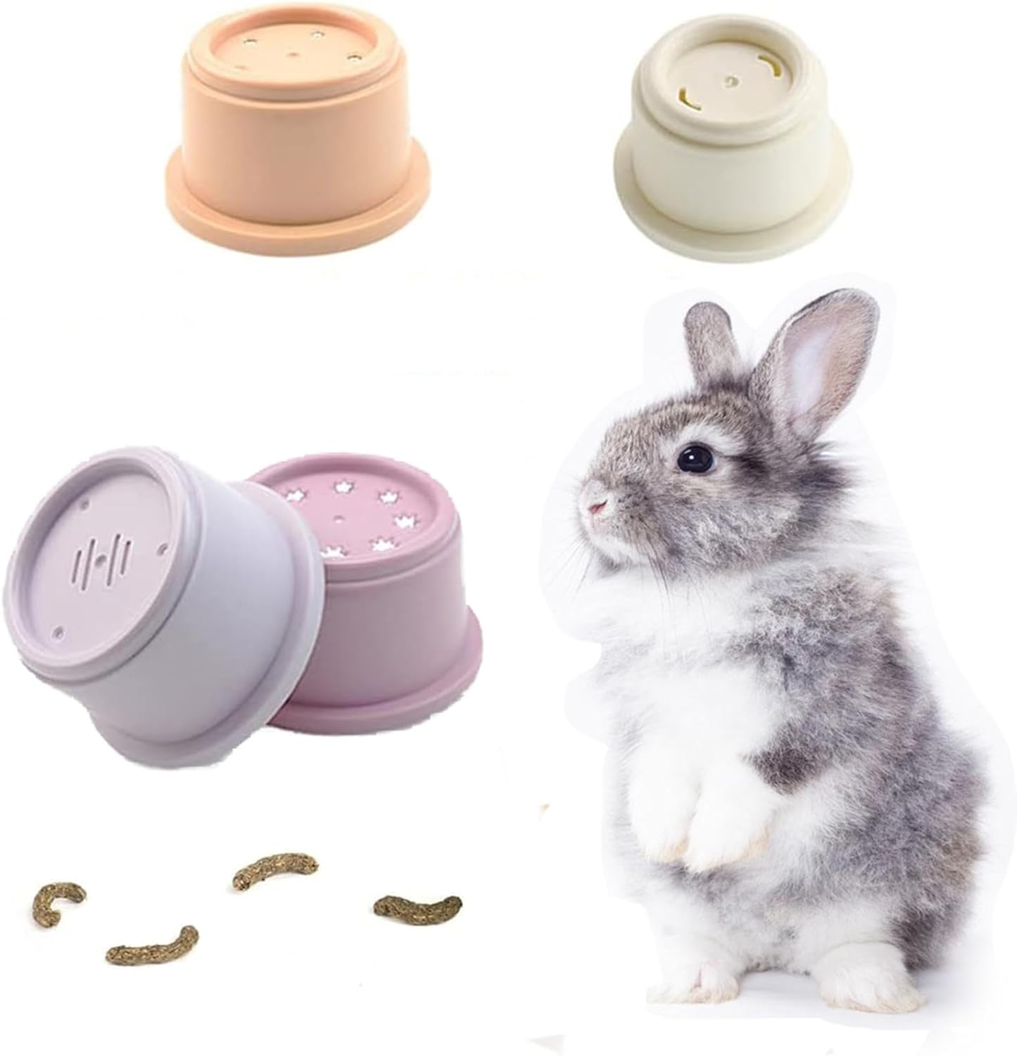 8Pieces Stacking Cups, Rabbit Play Stacking Cups, Multicolored Nesting Treat Toys, Enrichment Toys for Bunny Small Animals Hiding Food and Playing image number 5