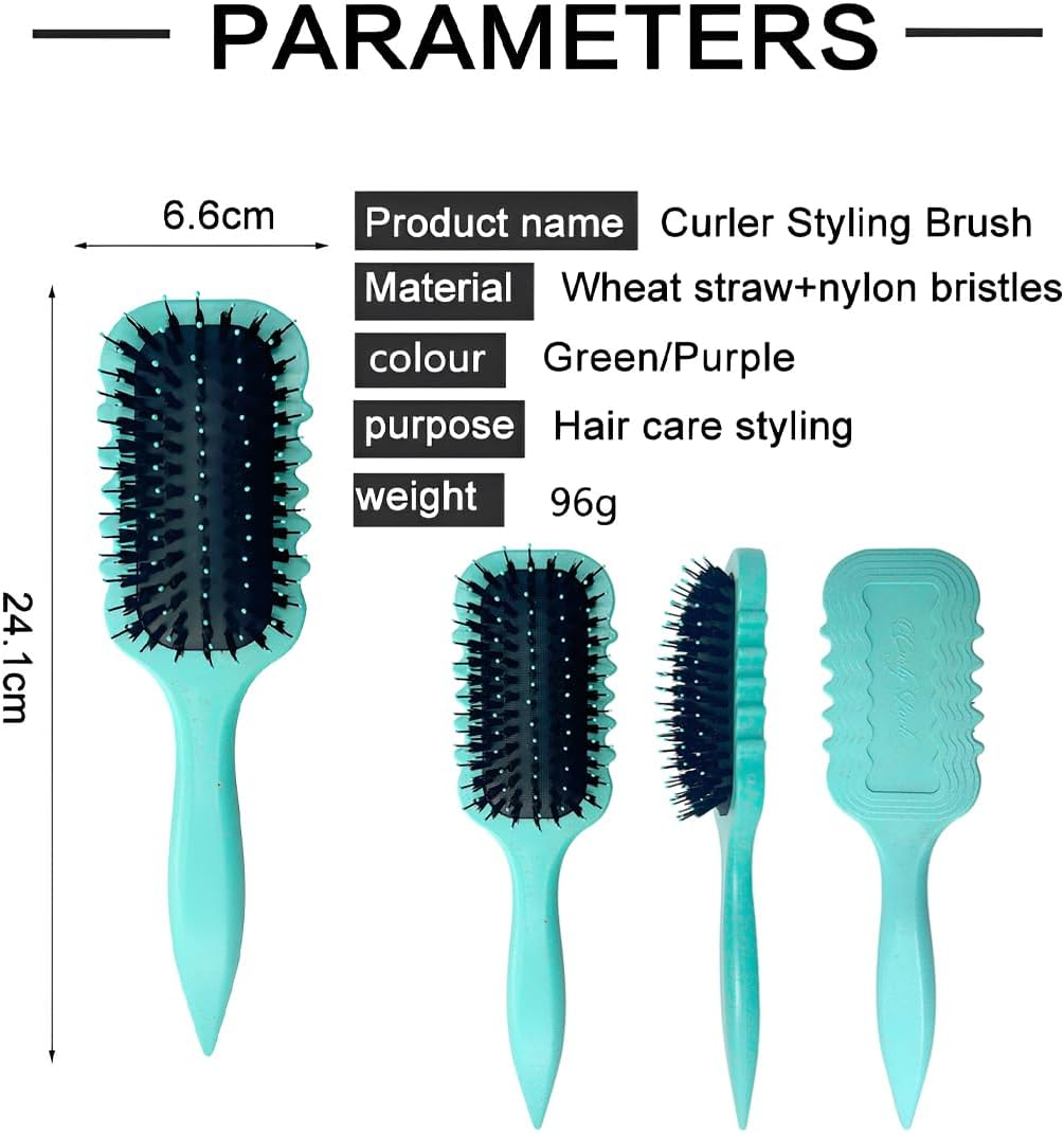 JAWUZ Curling Brush, Curl Brush, Organic Hair Brush without Pulling, Wild Boar Bristles Brush (Green)