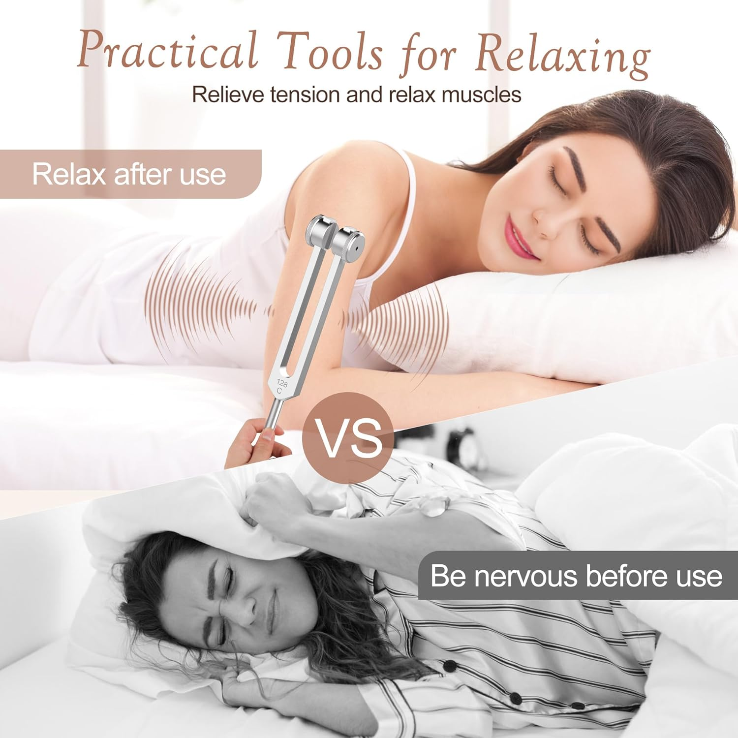 128Hz Tuning Fork - Aluminium Alloy with Silicone Hammer & Carry Pouch - Perfect for Yoga, Meditation & Relaxation image number 3