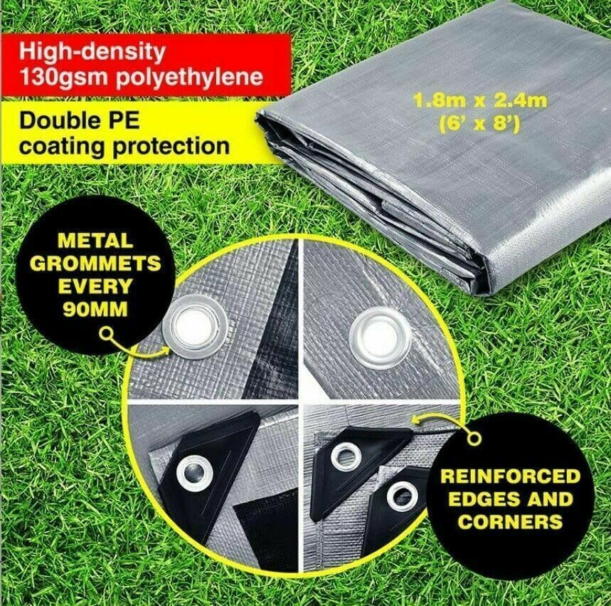 LEDON Cover Sheet Grey Tarpaulin Tarp Canvas Waterprood Camping Poly Tarps Truck 240Cm X 300Cm (8' X 10')