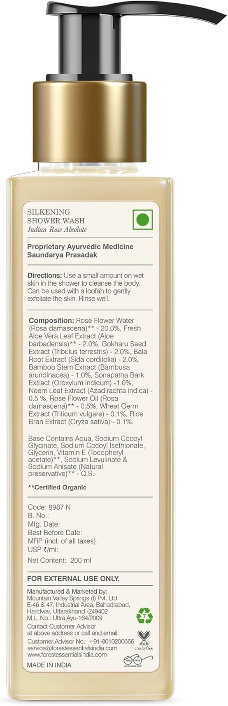 Forest Essentials Silkening Shower Wash Indian Rose Absolute 200 Ml by Indianmedicalstore image number 3