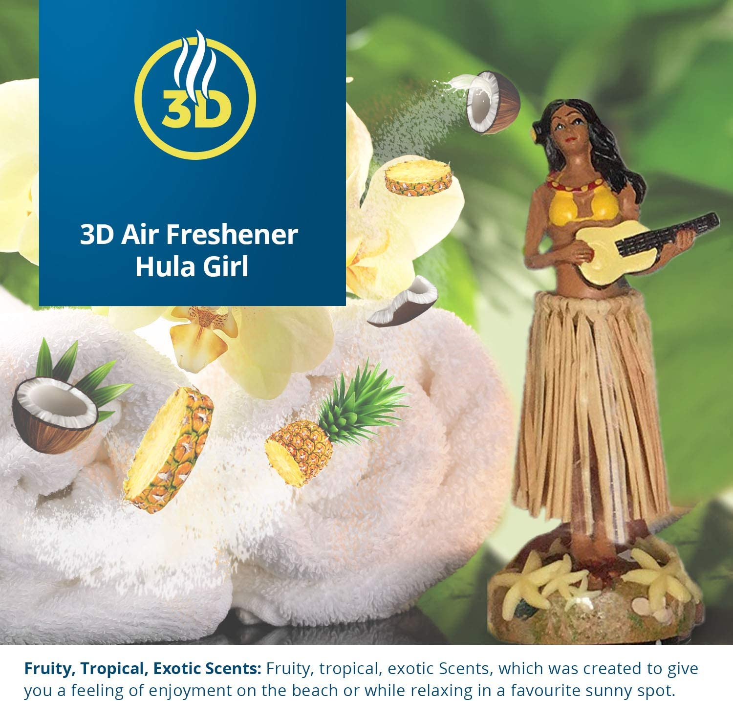 Dancing Hula Girl Car Air Freshener Pina Colada image number 5