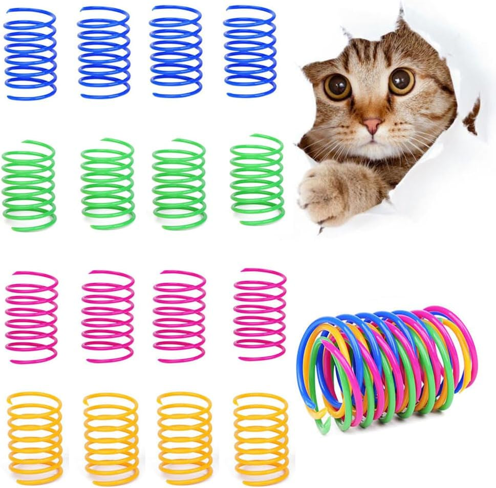 Cat Toy Spring, 16 Pieces Plastic Cat Toy Coil, Coil Springs, Pet Interactive Toypets Kitten Novelty Gift, Toycat, Cat Chew Toy, Durability and Professional (16 PCS) image number 2