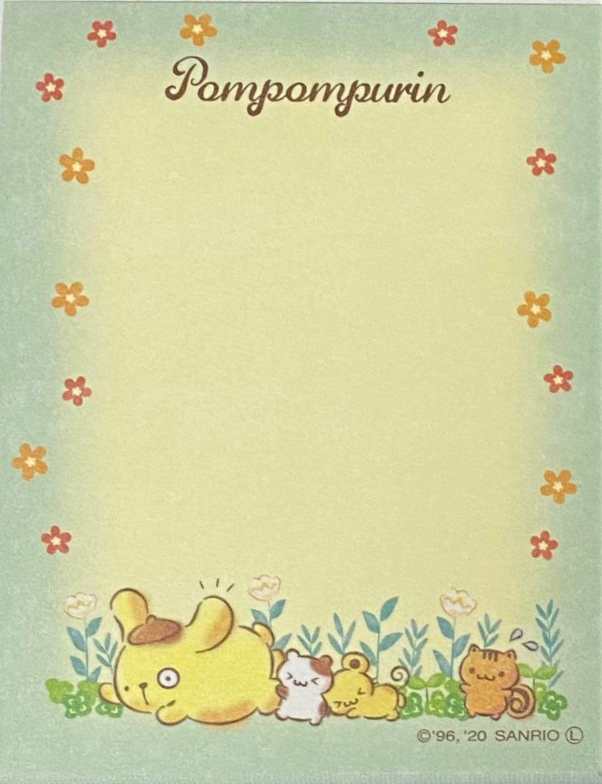 Yamanoshigyo Sanrio Pompompurin Mini Block Notepad Memo Pad Paper 2Design 100Sheets Japan (Walking) image number 1