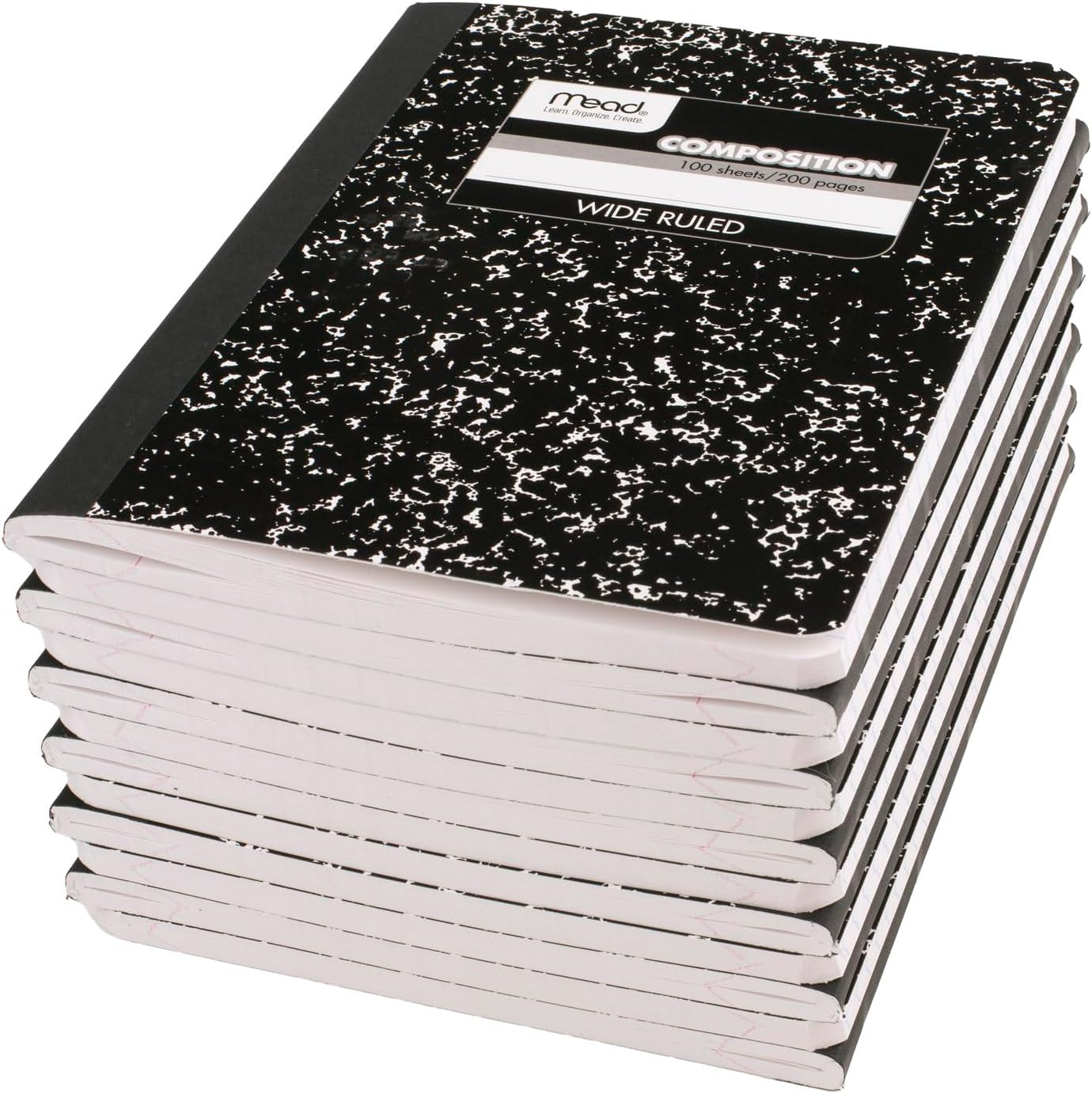 Mead Composition Notebooks, 12 Pack, Wide Ruled Paper, 9-3/4" X 7-1/2", 100 Sheets per Comp Book, Black Marble (72936) image number 4