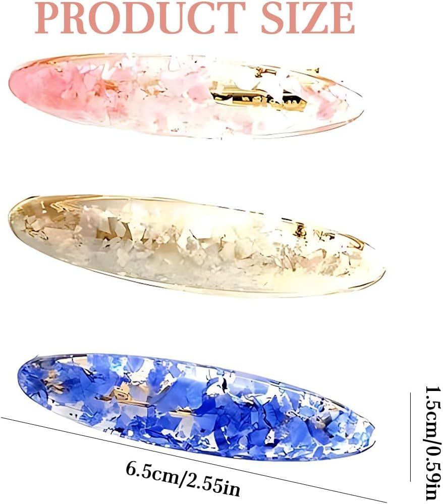 Pack of 3 Oval Hair Clips Automatic Large Classic Hair Clips Hair Clip Hair Clips for Women French Hair Clips Fragmented Hair Pins for Fine Hair and Medium Thick Hair (3 Colours) image number 3