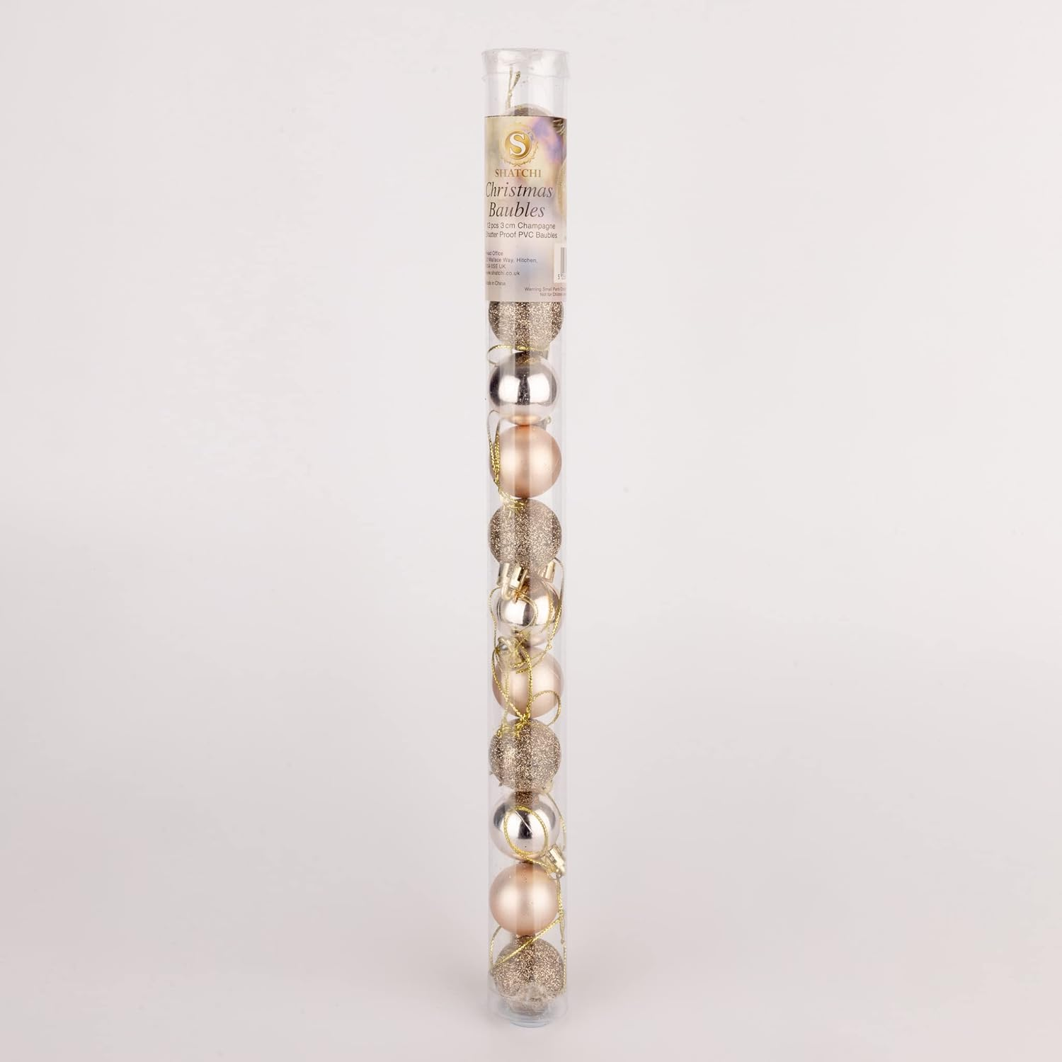 30Mm/12Pcs Christmas Baubles Shatterproof Champagne Gold, Christmas Tree Decorations Ball Ornaments Balls Xmas Hanging Decorations Holiday Decor - Shiny,Matte,Glitter image number 4