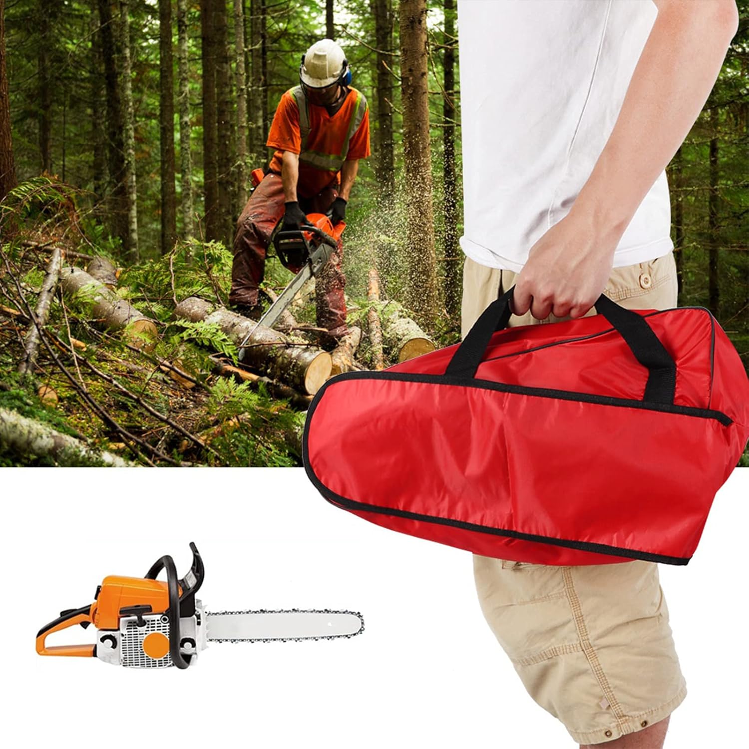Omabeta 1PCS Chainsaw Bag 35.8In Length, Chainsaw Case 12/14/16In,Suitable for Woodwork, Oxford Fabric Carry Case for Saws image number 3