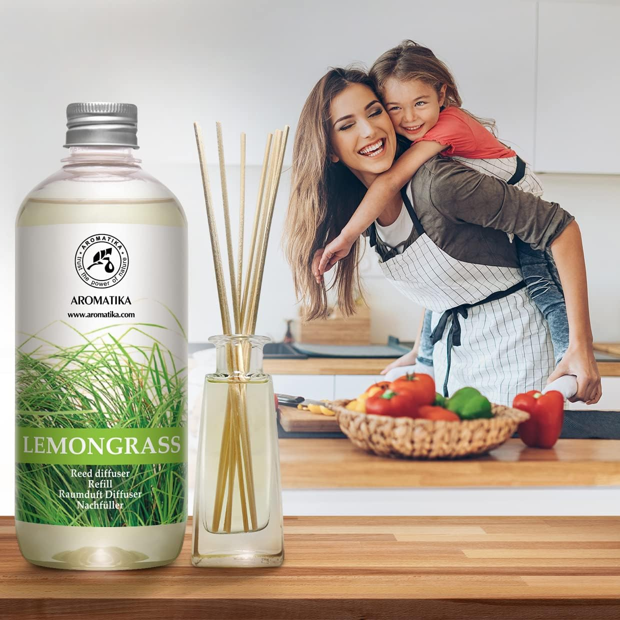 Reed Diffuser Refill Lemongrass 500Ml - Diffuser with Lemongrass Essential Oil - Scented Diffuser - Room Diffuser Refill - Home Fragrance - Fresh Fragrance image number 6