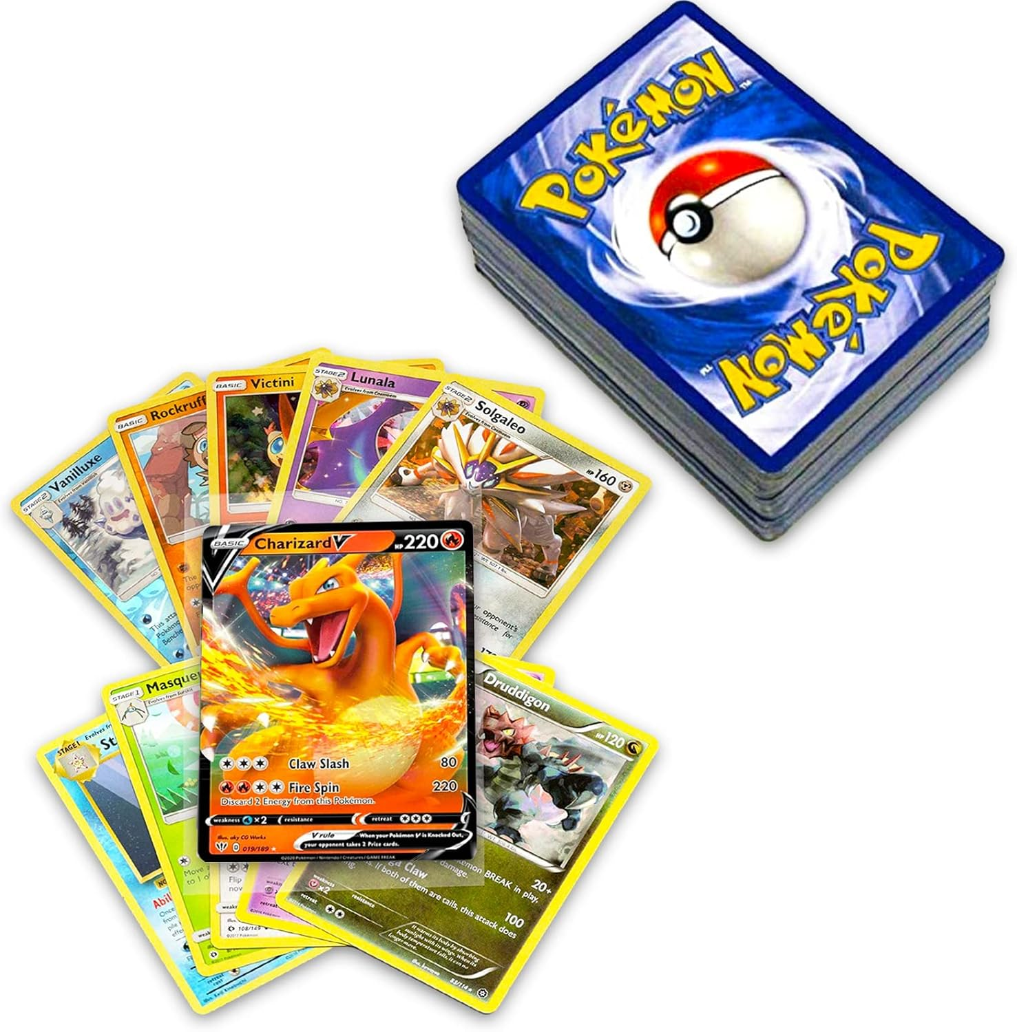 50+ Official Pokemon Cards Binder Collection Booster Box with 5 Foils in Any Combination and at Least 1 Rarity, GX, EX, FA, Tag Team, or Secret Rare, with Cards like Charizard and Detective Pikachu image number 2