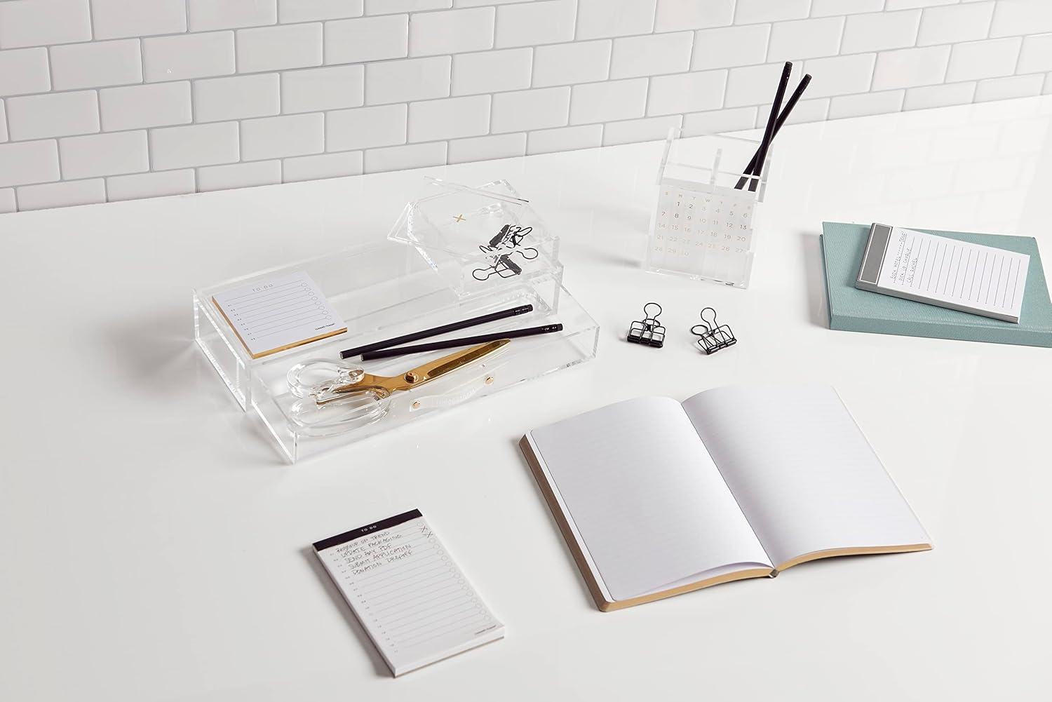 Russell+Hazel Acrylic Drawer Organizer, Office Supplies, Clear, with Handle, 4.5&rdquo; X 12&rdquo; X 2.25&rdquo;