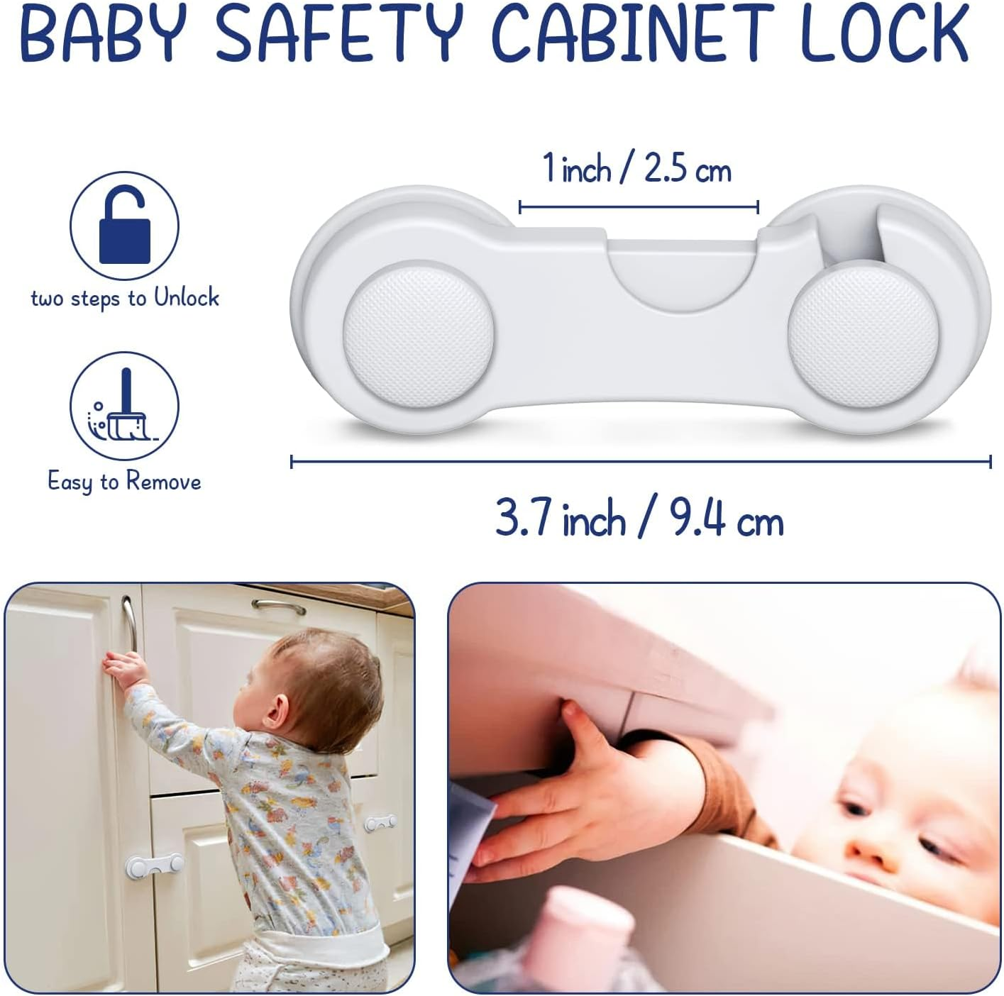 Child Safety Locks, 12 Pieces Child Locks for Cabinets and Drawers, 9.4Cm Child Lock,With 3M Glue, Easy to Install, No Drilling, Suitable for Cabinets, Drawers, Appliances image number 2